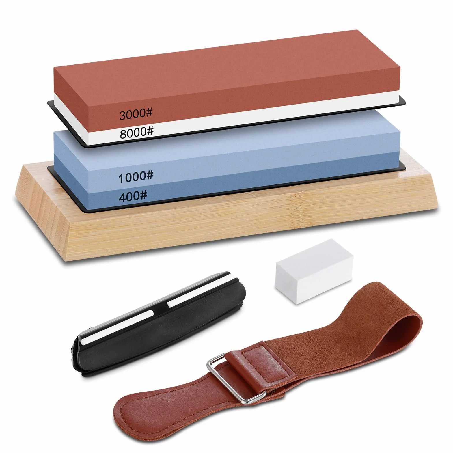 Aoresac Zestaw noży do ostrzenia 400 1000 3000 8000 Grit Whetstone z prowadnicą kątową