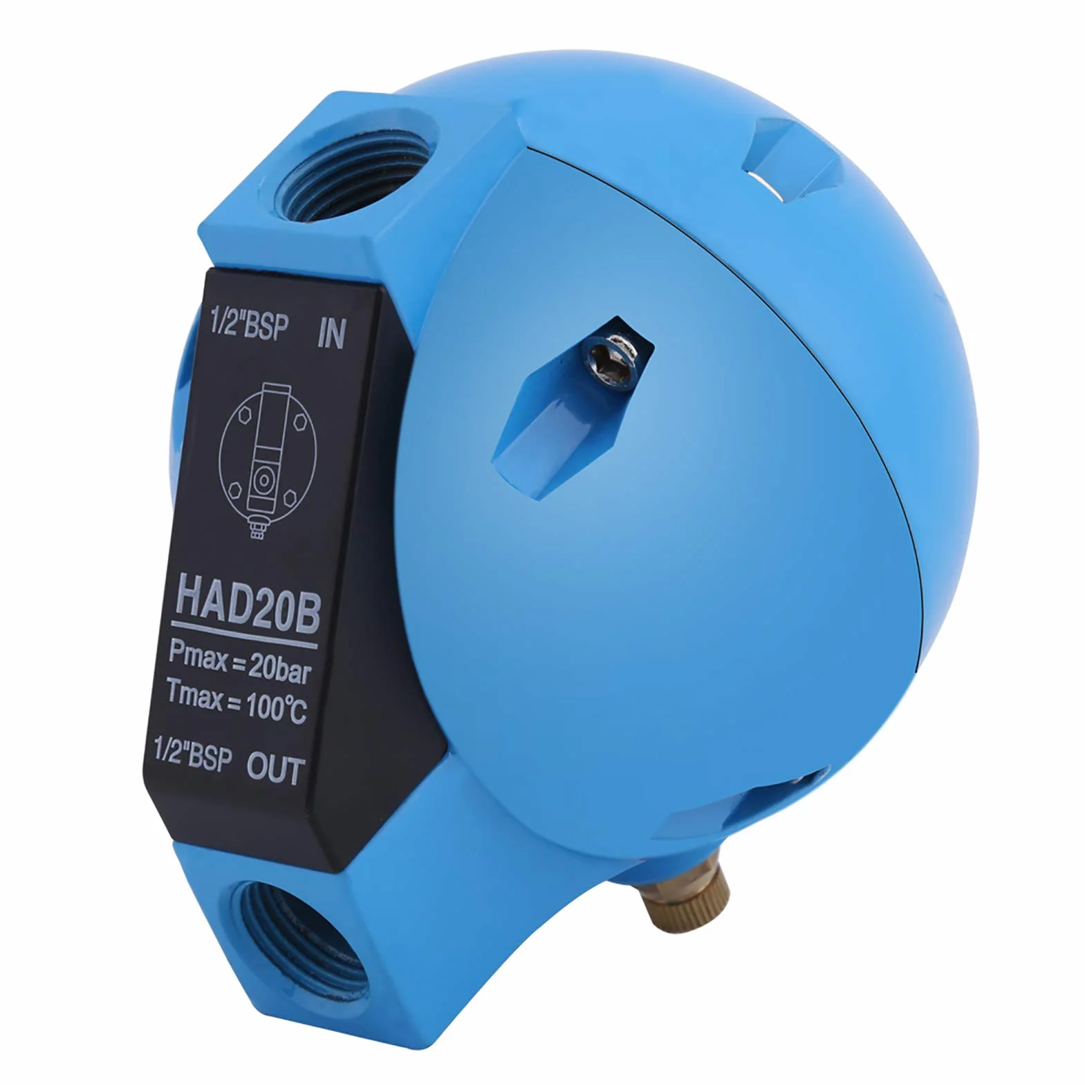 HAD20B Automatyczny Mechaniczny Okrągły Pływak Spustowy Kondensatu, 1/2"BSP, 400 L/H, Maks. Temp. 100°C, Niebieska Stal Stopowa
