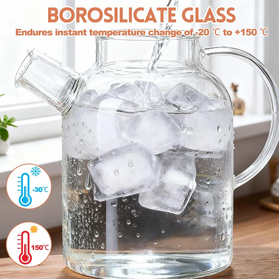 Dzbanek do herbaty z podgrzewaczem, 1800 ml, szklany dzbanek do herbaty z sitkiem ze stali nierdzewnej i pokrywką, odporny na wysokie temperatury, dzbanek do kawy, szkło borokrzemowe, zaparzacz do
