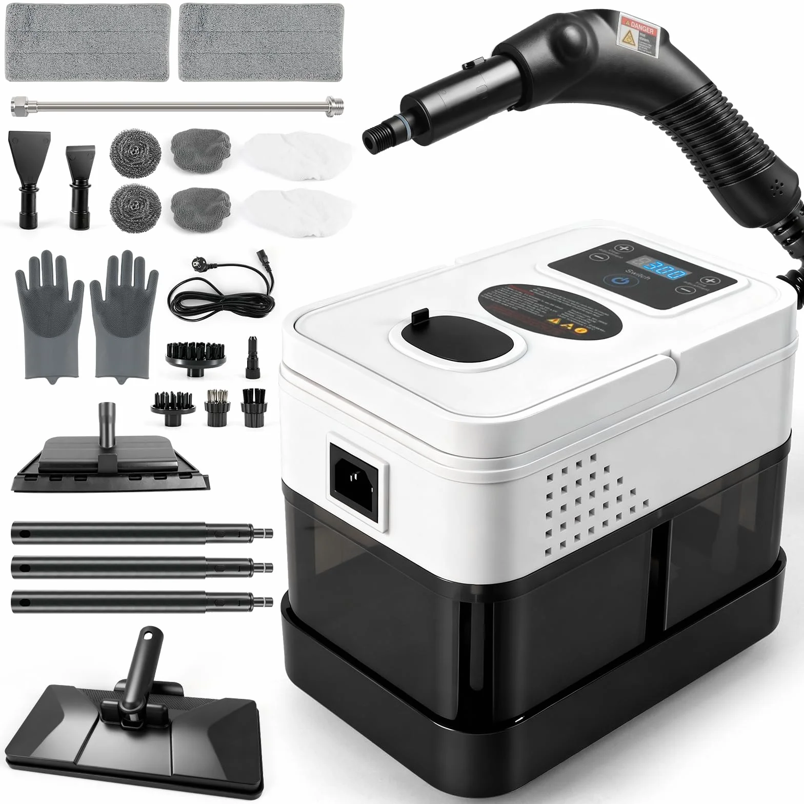 Odkurzacz parowy ręczny, 2500W odkurzacz ręczny z parą do wszystkiego z 19 akcesoriami, ciśnienie pary 1800 ml zbiornika, przenośny odkurzacz parowy do okien, kuchni, podłóg, samochodów