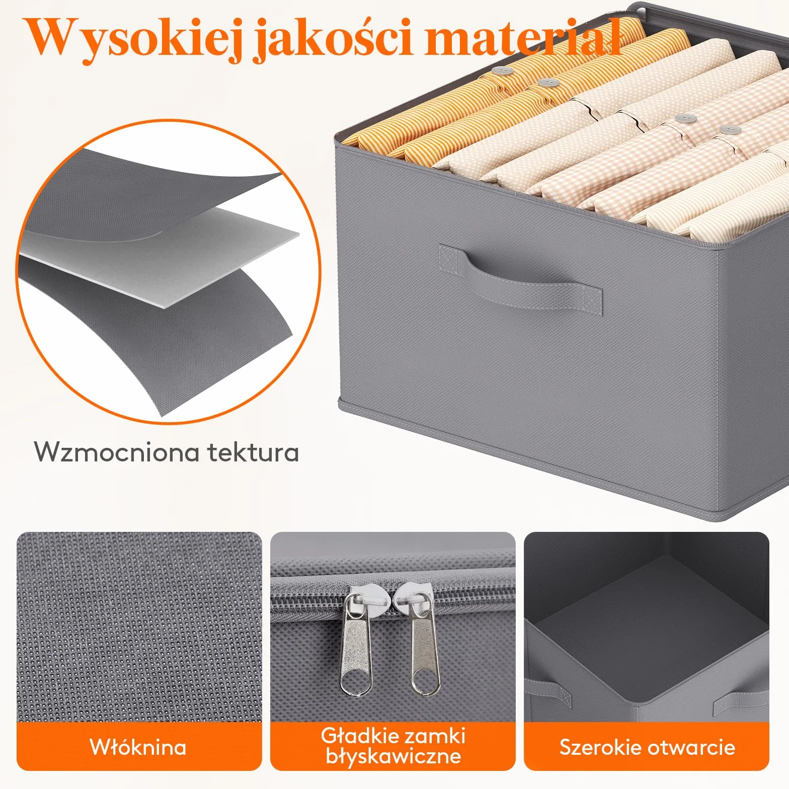 Lifewit Zestaw 3 pudełek do przechowywania tkanin, pudełko do przechowywania z pokrywką, szafa na zamek błyskawiczny, organizer do szafy 40×40×25cm na ubrania, koc, zabawki, szary