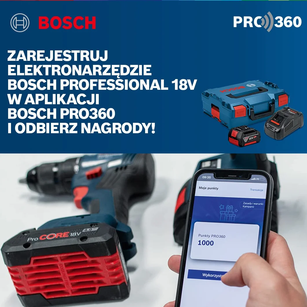 Bosch Professional system 18V: akumulatorowy młot udarowo-obrotowy GBH 180-LI (2 akumulatory GBA 18V 4.0Ah, szybka ładowarka GAL 18V-40, walizka)