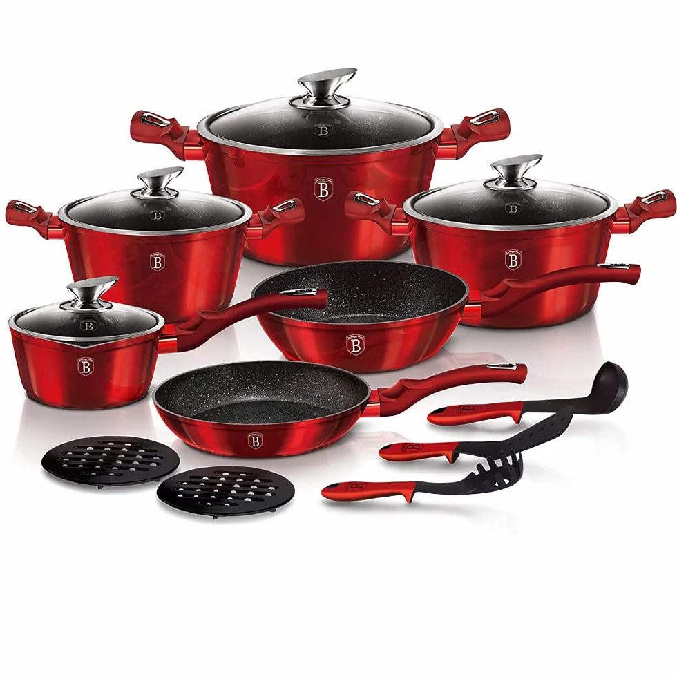 15 pcs cookware set, Metallic Line Burgundy Edition