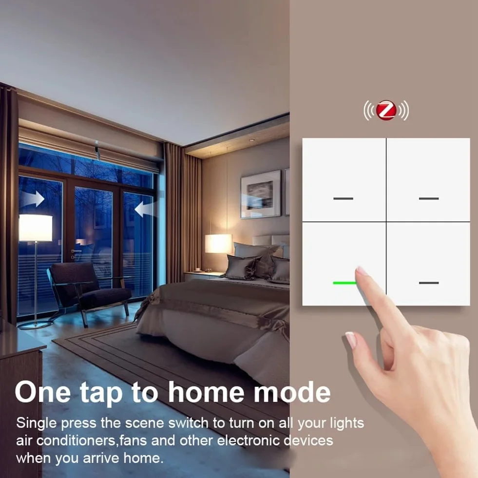 Tuya ZigBee Smart Scene Switch 4-biegowy Smart Switch 12 Scene Switch Push Button Controller obsługuje Home Assistant, łatwa instalacja