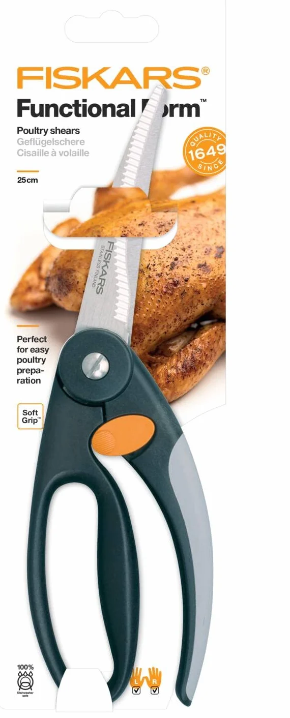 Fiskars Nożyce do drobiu, Functional Form, Długość całkowita: 25 cm, Stal/tworzywo sztuczne, 1003033