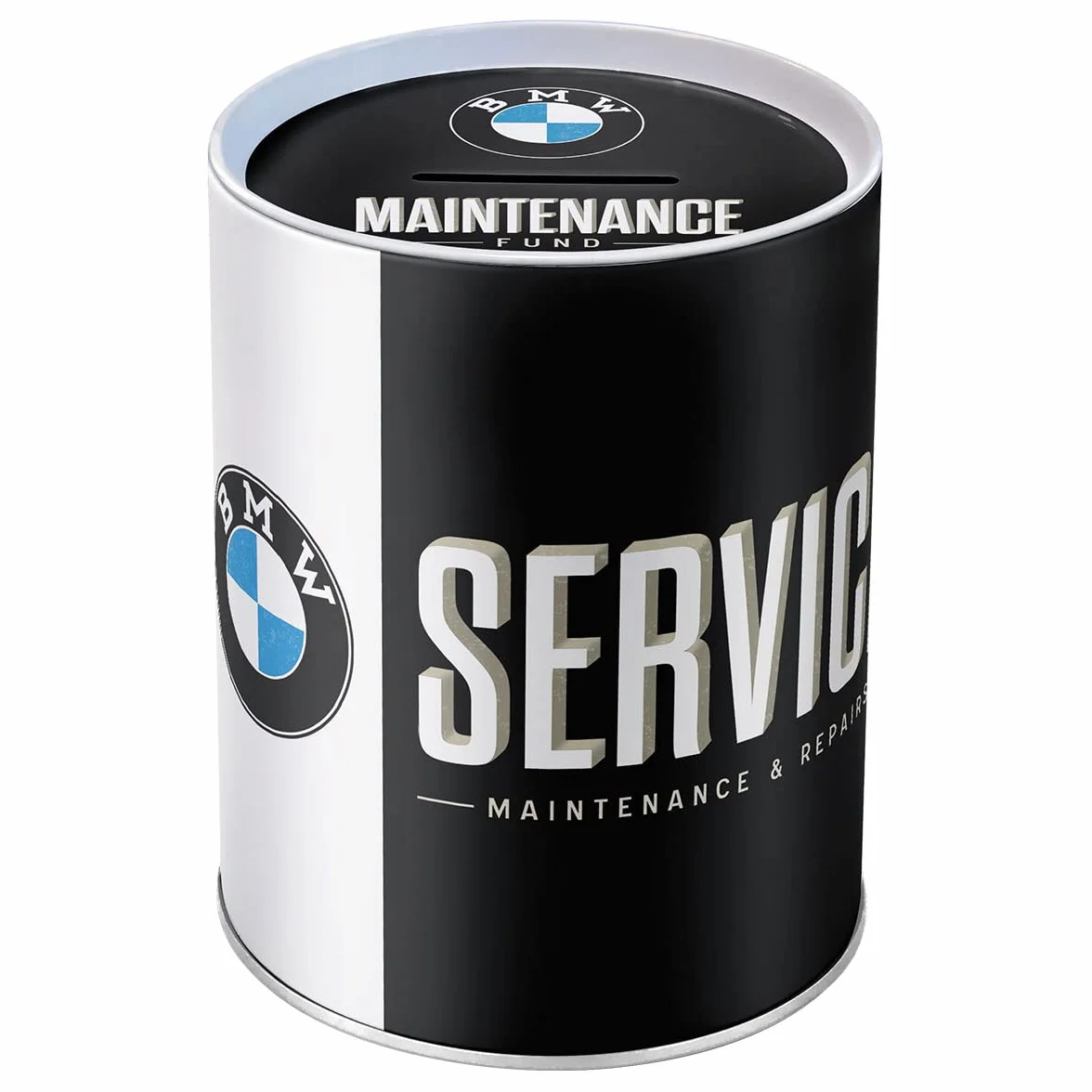 Nostalgic-Art Retro skarbonka, 1 l, BMW – Service – Pomysł na prezent dla miłośników BMW, Official License Product (OLP), metalowa skarbonka, Styl vintage