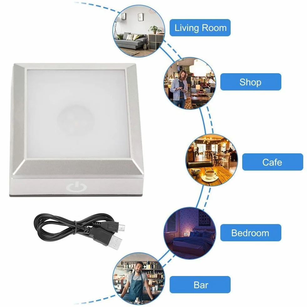 Podstawa LED Light Display Base, 4 diody LED, zmiana kolorów, podstawa świetlna do kryształów, sztuki szklanej i tekstyliów domowych, 7 zmieniających się kolorów światła, prostokątna podstawa LED