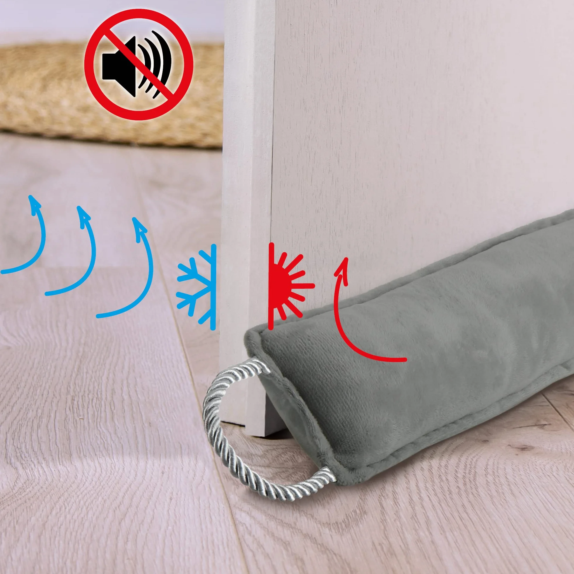 COM-FOUR® ogranicznik przeciagów, bardzo ciezki ogranicznik wiatru ze sznurkiem, skuteczny ogranicznik przeciagów, dobre uszczelnienie przed przeciagami i utrata ciepla, wycieraczka (Ciemny szary)