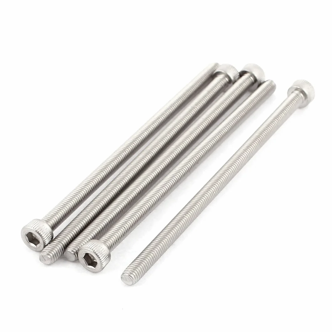 sourcingmap M5 x 100 mm gwint 304 stal nierdzewna śruba z łbem sześciokątnym DIN912 5 szt.