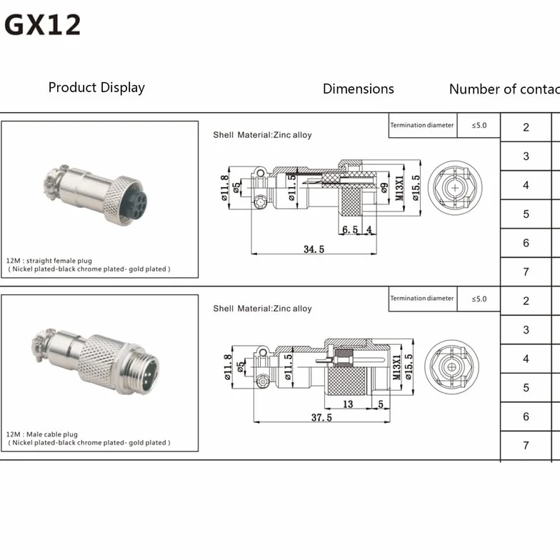 GX12 4-pinowy kabel podwójna głowica żeńska zestaw kordów lotniczych, GX12 4-pinowy panel Mount Circular Metal Airport Connector kabel żeński do żeńskiego adaptera kabel (1 m/3,28 ft)