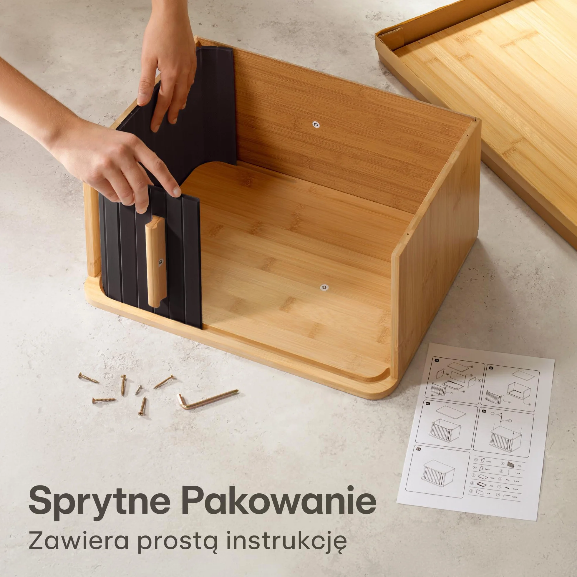 Bambusowy Pojemnik Na Chleb Duży - Fsc® Z Przesuwanymi Drzwiczkami - Przechowywanie Pieczywa 40 x 28cm - Oszczędza Miejsce - Dłużej Zachowuje Świeżość - Czarny