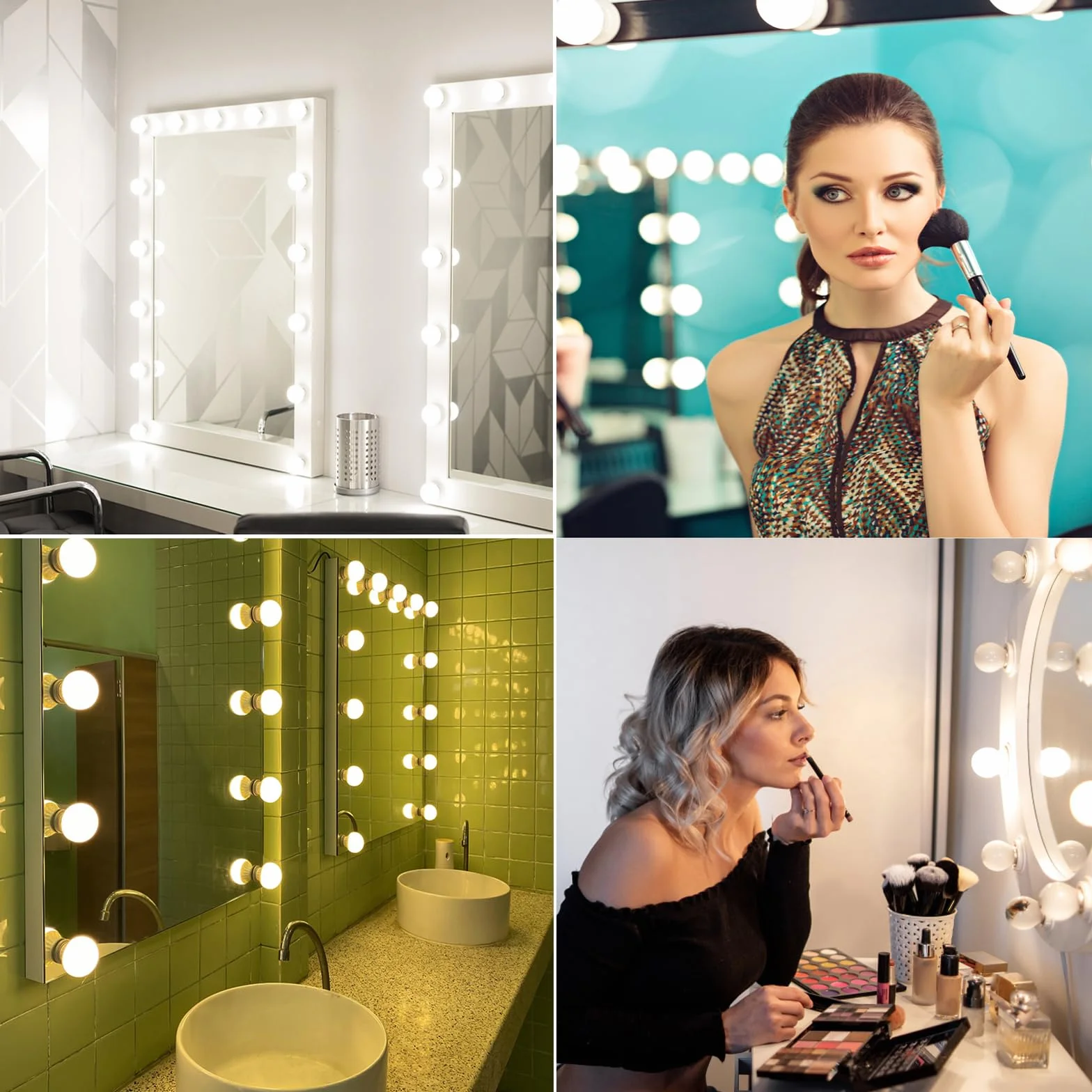 Lustro Led Toaletka 10 żarówek Hollywood Zestaw do ściemniania światła Lustro Toaletka Makeup Rampa Zdejmowana lampa do lustra 3 kolory oświetlenie toaletki (10)