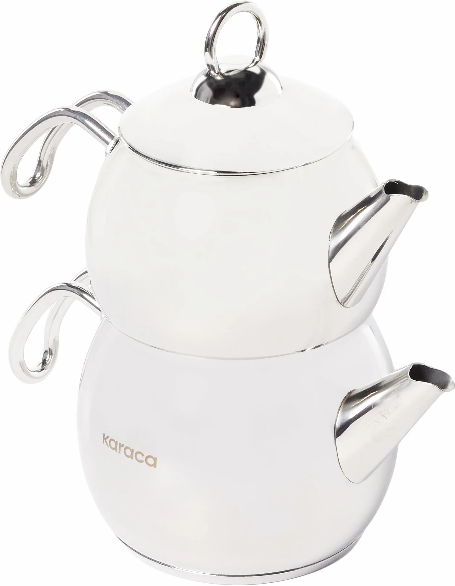 Karaca Adelya Mini zestaw czajniczek do herbaty, metalowy czajniczek, 0,65 l + pokrywka czajnika, 1,1 l, turecki zaparzacz do herbaty, stal nierdzewna, indukcyjny, nadaje się do mycia w zmywarce,