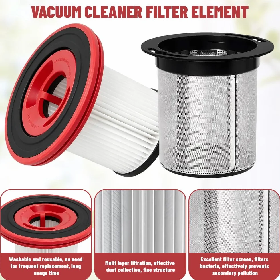 Zestaw 4 filtrów zamiennych do odkurzacza bezprzewodowego Bosch Unlimited Series 7, pasuje do BKS711XXL, BBS711W, BCS711GB, BBS712A, BKS711MALL, 3 filtry HEPA + 1 filtr wstępny ze stali nierdzewnej