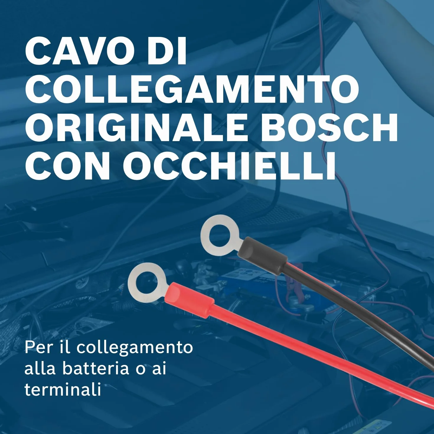 Bosch Kabel przyłączeniowy do ładowarek - Kabel akumulatora z oczkami i bezpiecznikiem 40 A - część zamienna oryginalnej jakości - oczka M6, kabel 52 cm - 0189999271