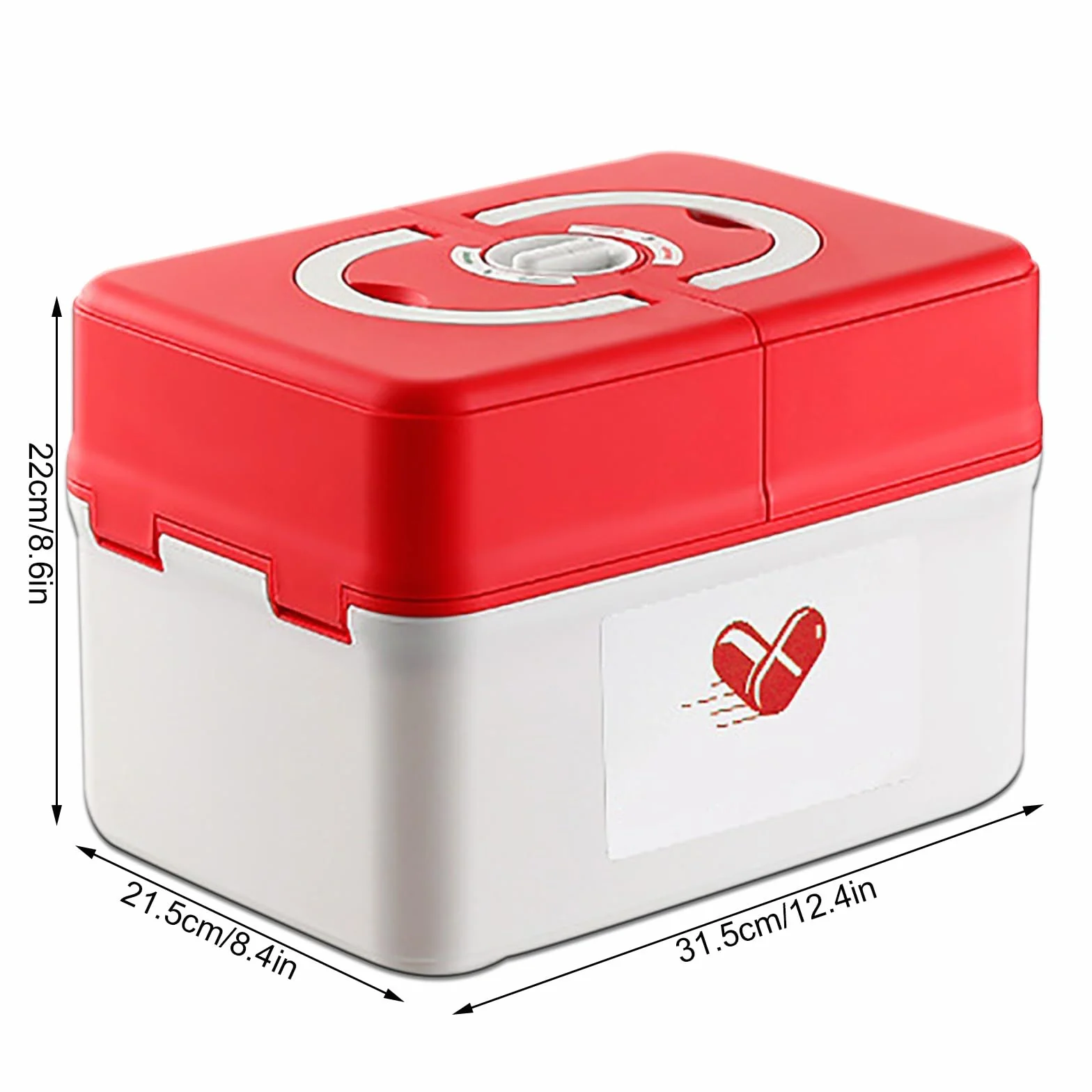 Medicine Storage box, Medical box, Medication Organizer Storage, Portable Home First Aid Box, Multi-Function Plastic Tool Box with Handle, Medicine Classification Storage Box(Red,Large)
