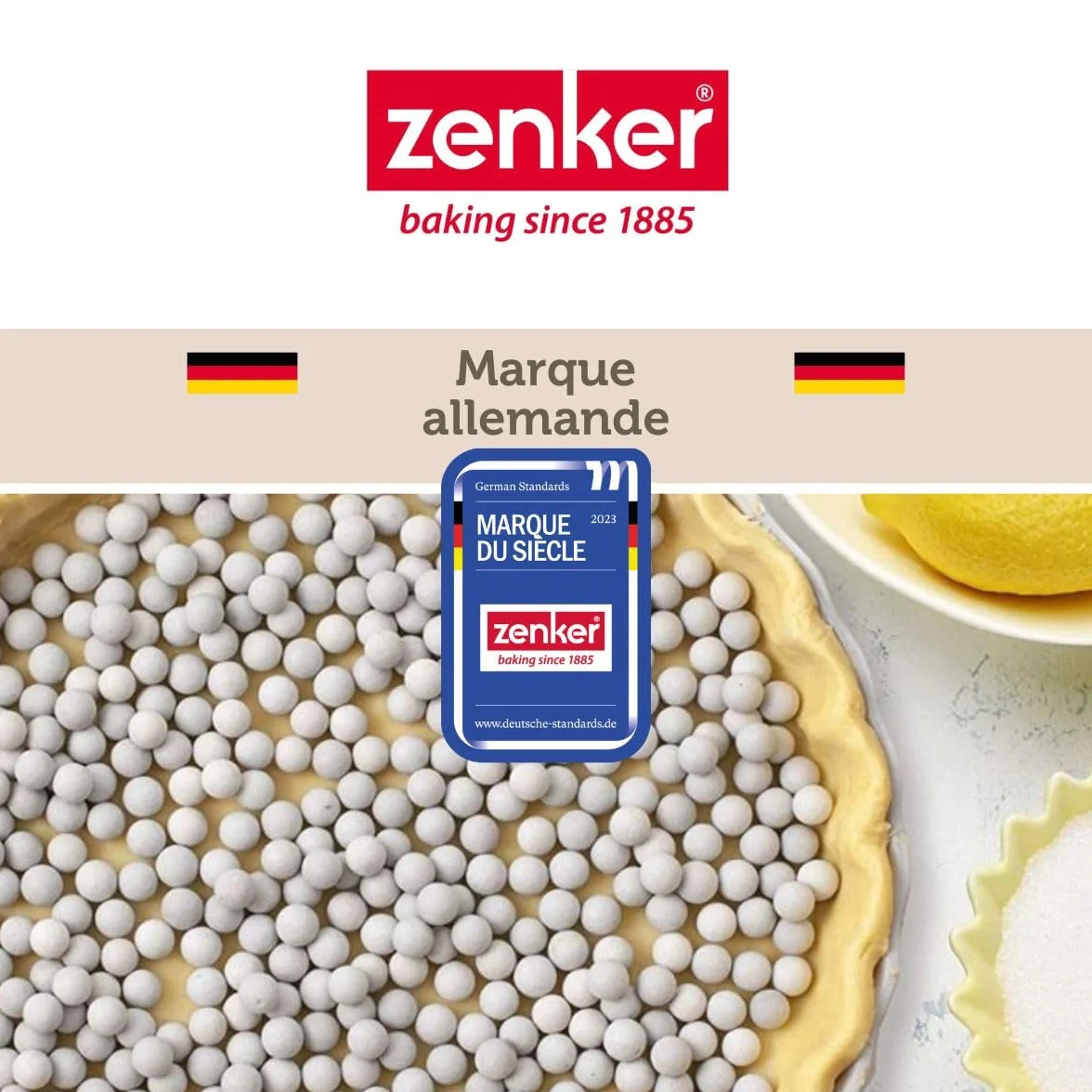 Zenker 9929850 Zestaw 2 wiaderek do ciasta szlifowanego, kulki do pieczenia ciasta szlifowanego, kulki do pieczenia, ceramiczne, białe, 1,1 cm