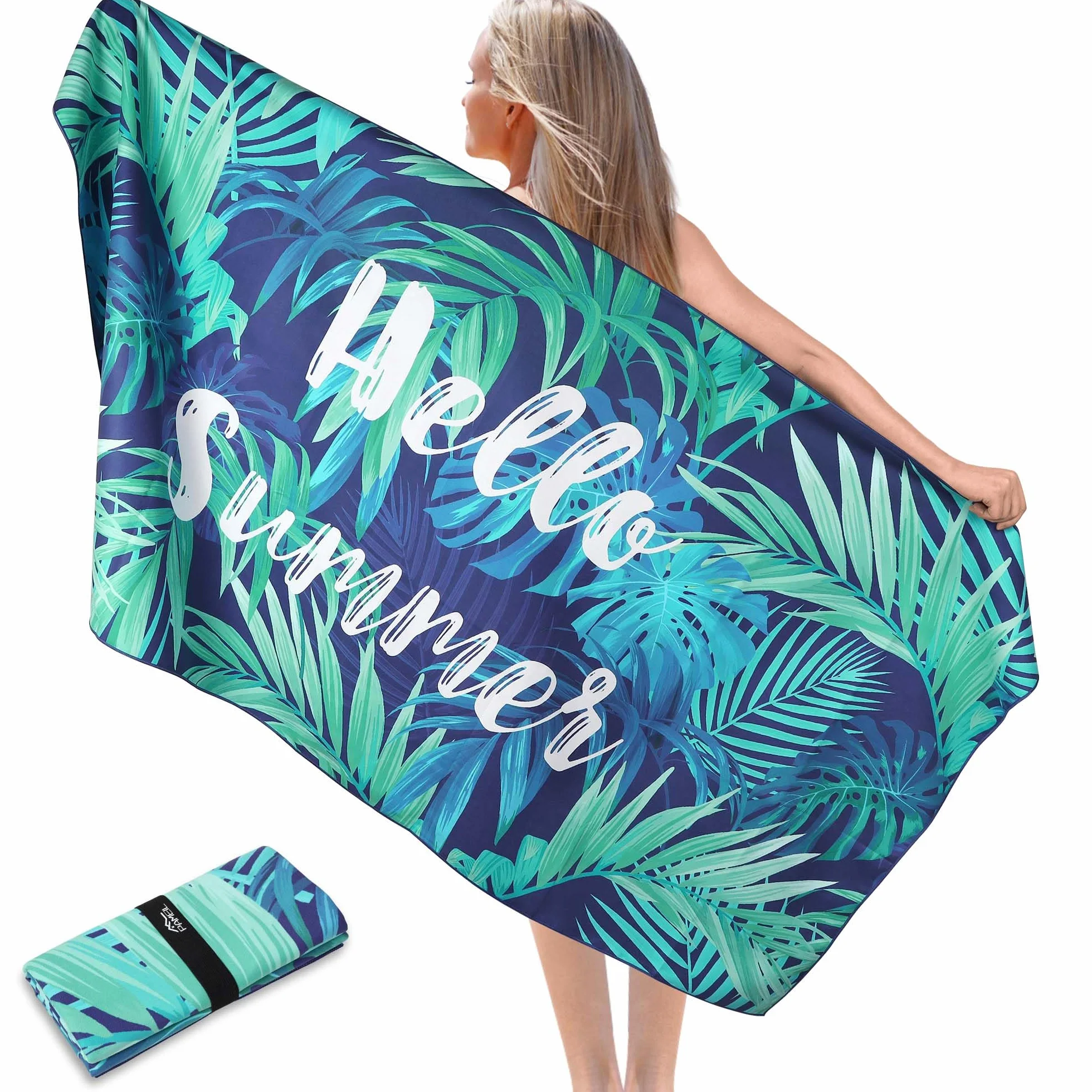 Ręcznik plażowy z mikrofibry duży 90x180cm, ręczniki z mikrofibry kompaktowe i odporne na piasek, lekki i szybkoschnący ręcznik do ćwiczeń na plażę, siłownię, w podróż, na plażę, do sauny