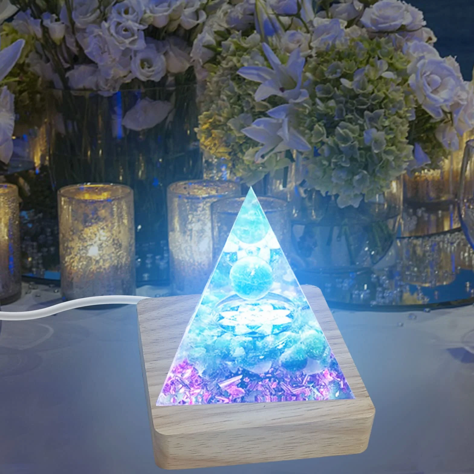 Podstawa wyświetlacza LED z pilotem 16 kolorów drewniana podświetlana stojak do szkła kryształowego 3D kwadratowy 8 cm