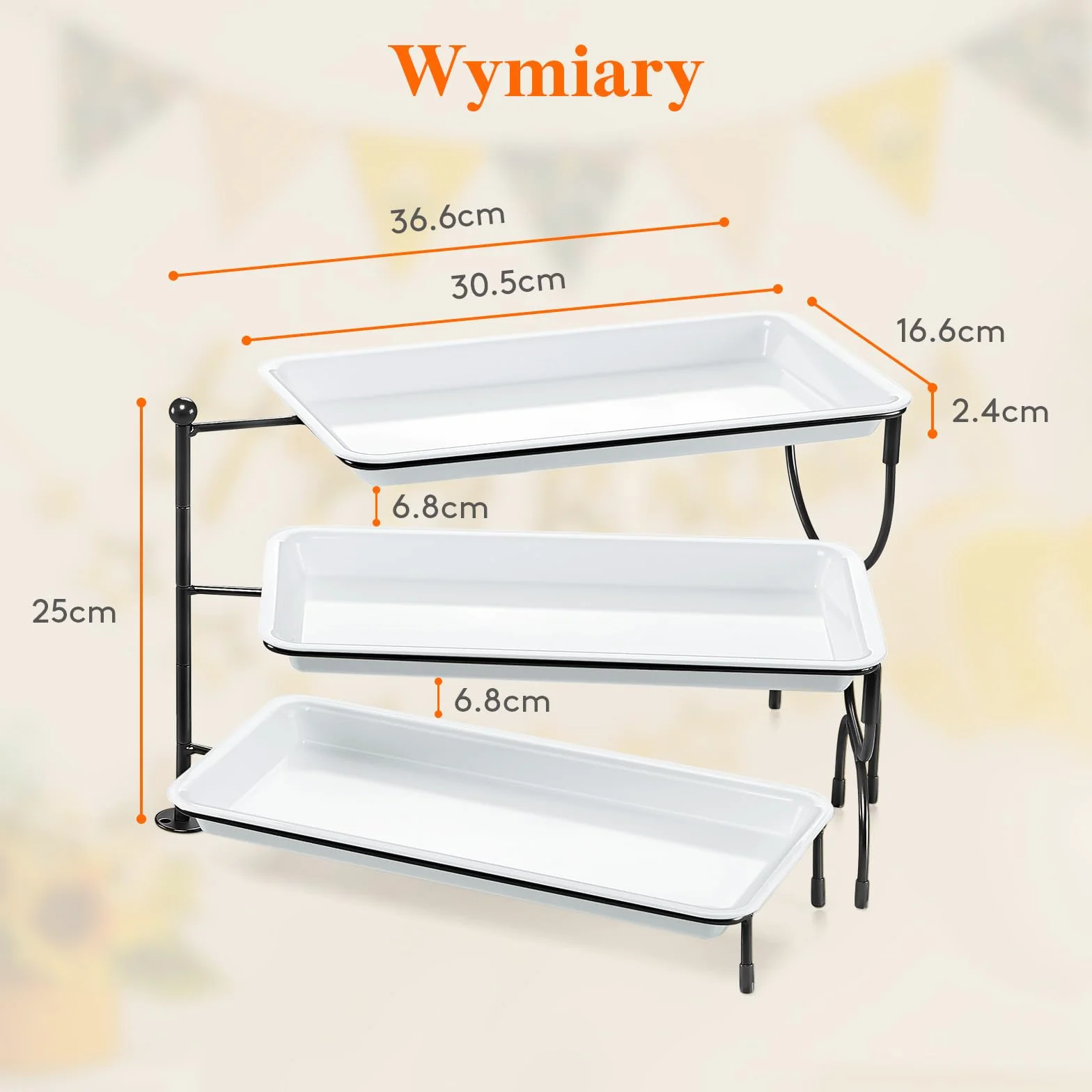 Lifewit 3-Poziomowa Taca do Serwowania 30×17cm Biały Półmisek do Żywności Wielokrotnego Użytku