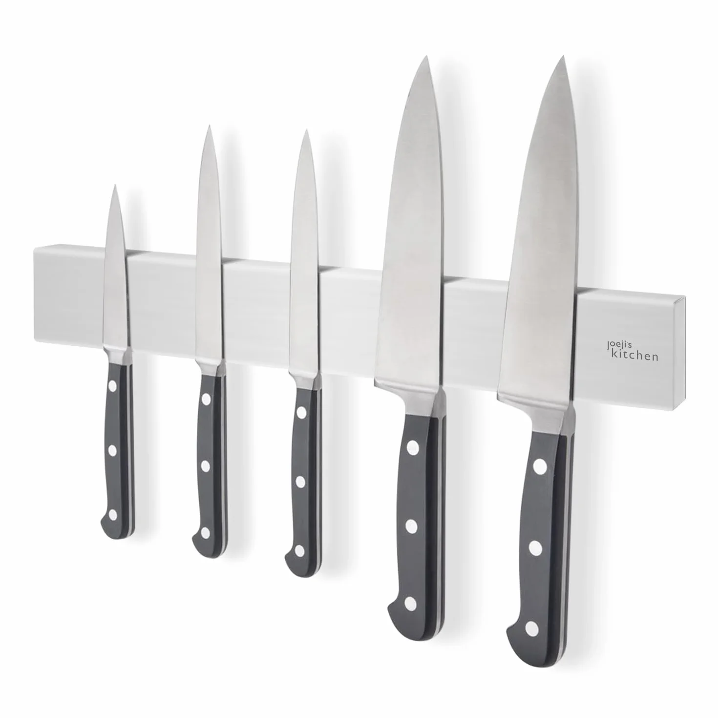 Joeji's Kitchen Mocny magnetyczny uchwyt na noże 40 cm, stal nierdzewna, łatwy montaż, klej 3M lub śruby, idealny do kuchni lub garażu, narzędzia