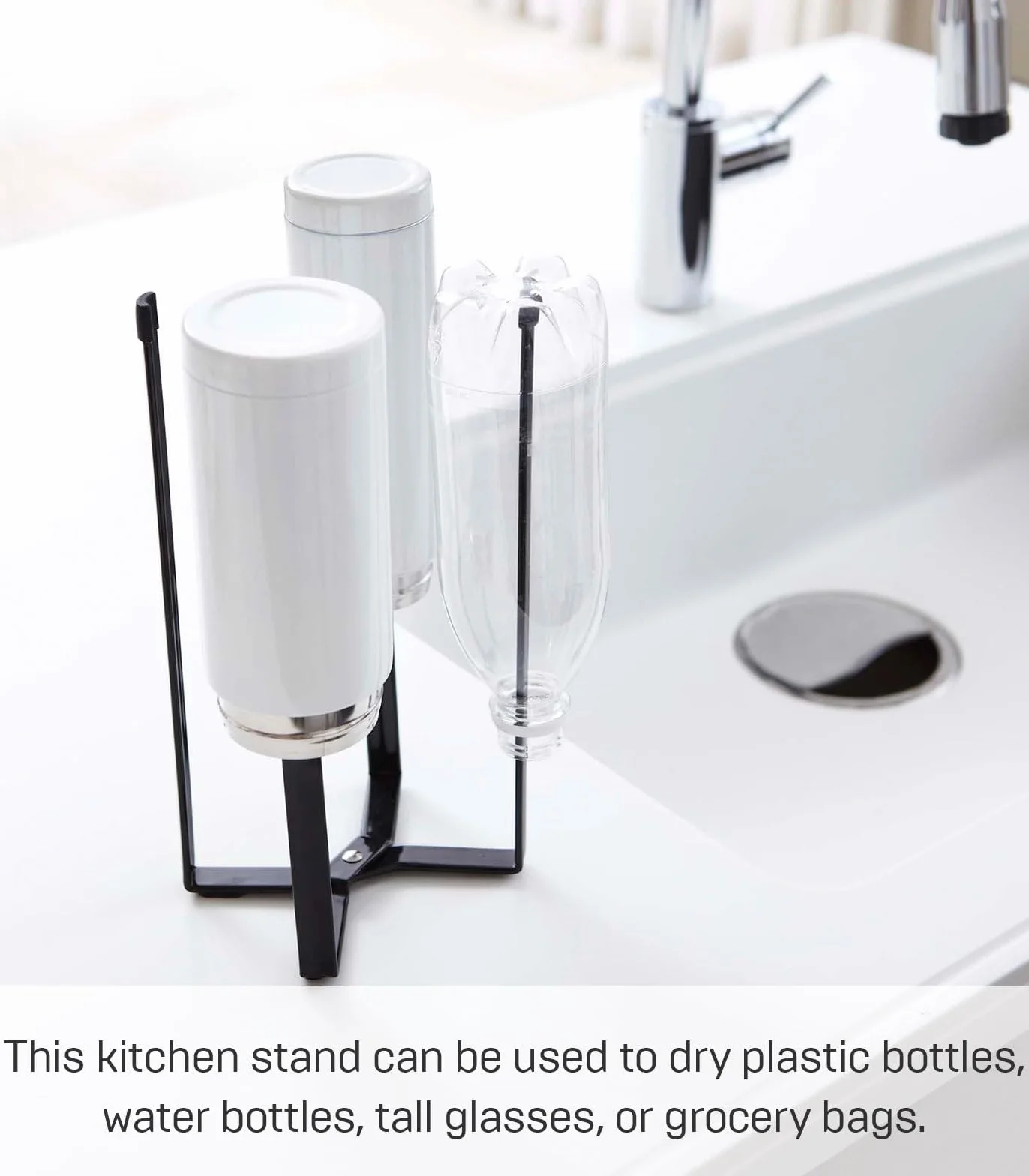 Yamazaki Home Multi Eco Stojak do kuchni plastikowy uchwyt na torbę czarny