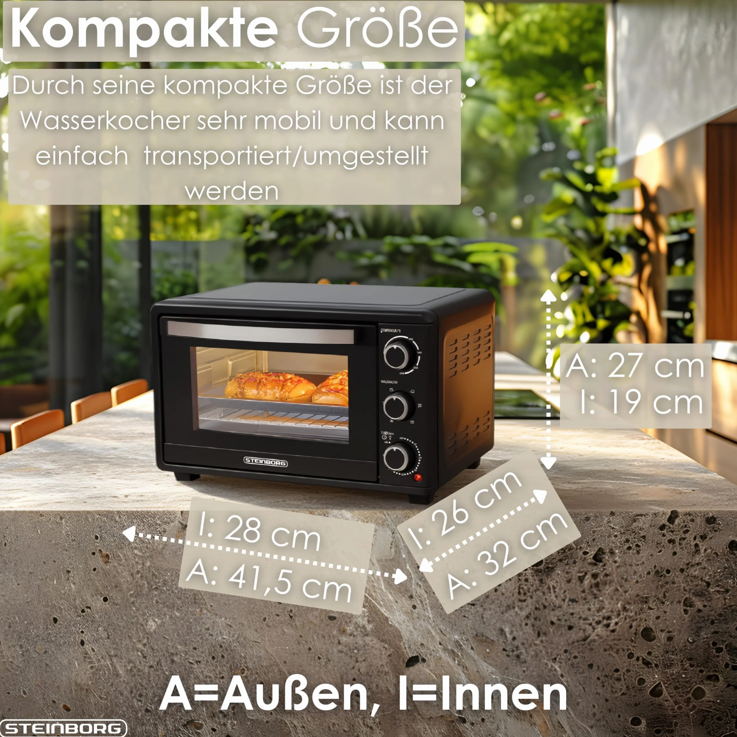 Mini piekarnik 15 l | piec do pizzy | mini piekarnik | minutnik 60 min | 100°-230°C | 1200 W | piekarnik | blacha na okruchy | mini piekarnik | piec kempingowy | mały piekarnik | energooszczędny