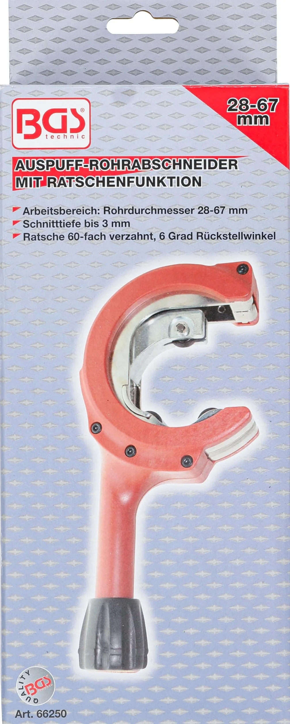 BGS 66250 | Obcinak do rur wydechowych z funkcją grzechotki | 28 - 67 mm