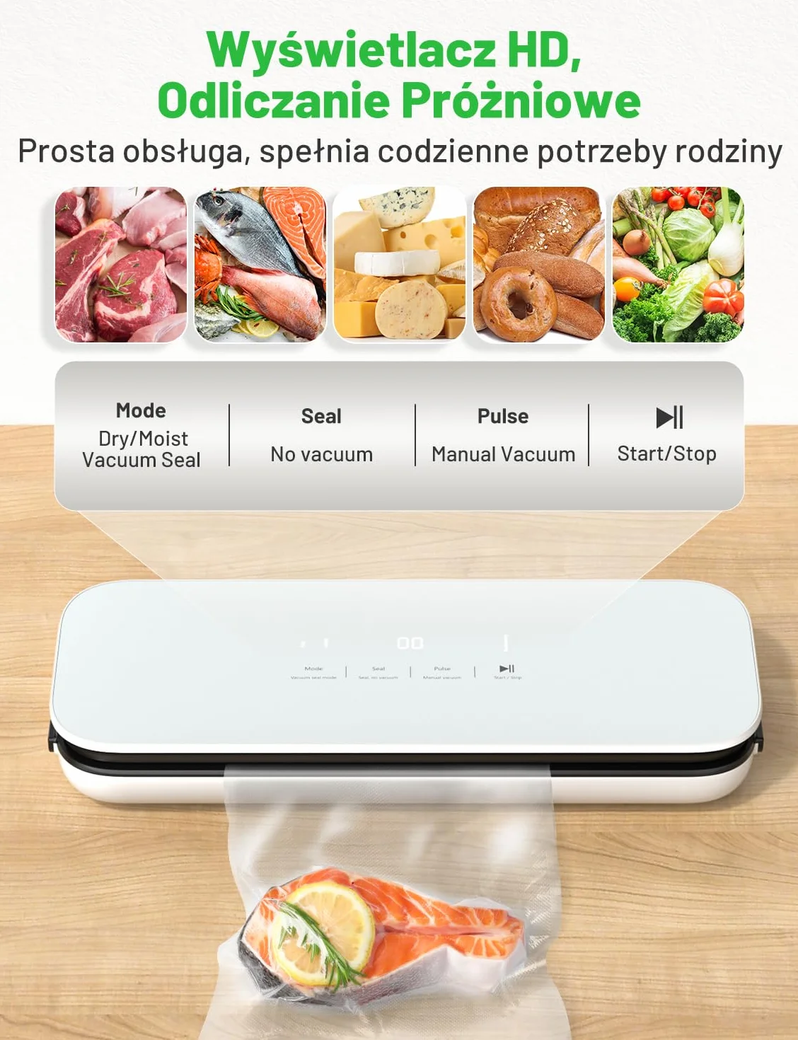 Urządzenie do pakowania próżniowego 75 kPa z cyfrowym wyświetlaczem, szklany wkład