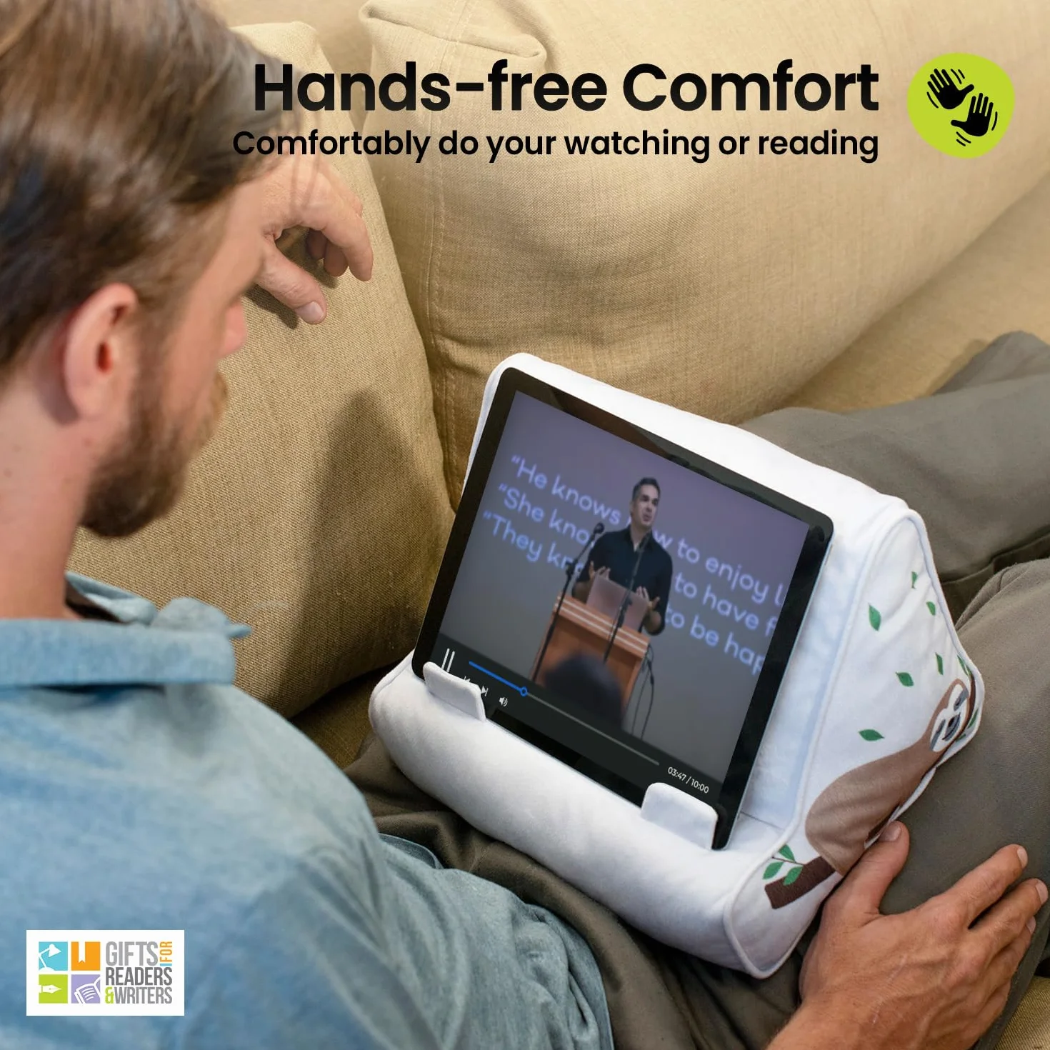 Book Couch iPad Stand | Tablet Stand | Book Holder| Reading Pillow | Reading in Bed at Home | Tablet Lap Rest Cushion | Fun Novelty Gift Idea for Readers, Book Lovers | Phones and eReaders