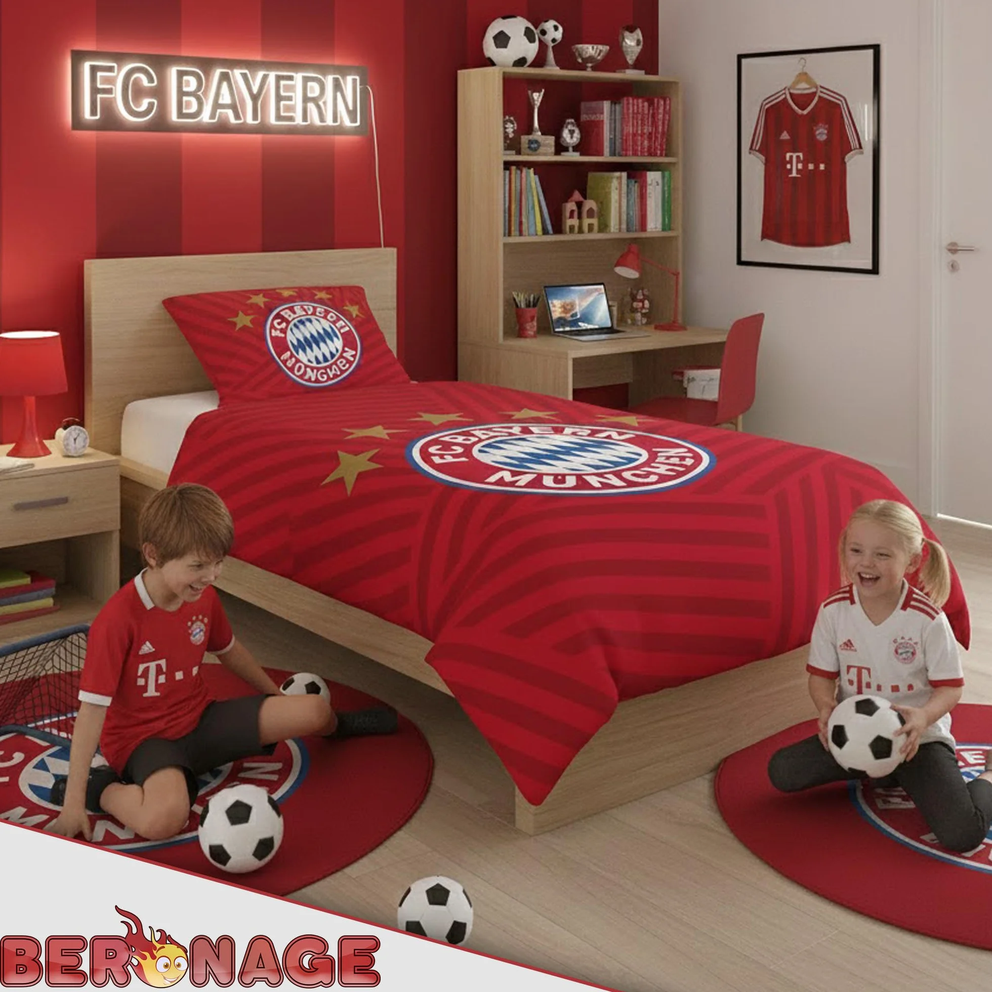 FC Bayern München Pościel Player czerwona 135 x 200 cm + 80 x 80 cm 100% bawełna renforcé/linon rekordmeister Mia san Mia Allianz Arena piłka nożna artykuł dla fanów z zamkiem błyskawicznym pomysł na