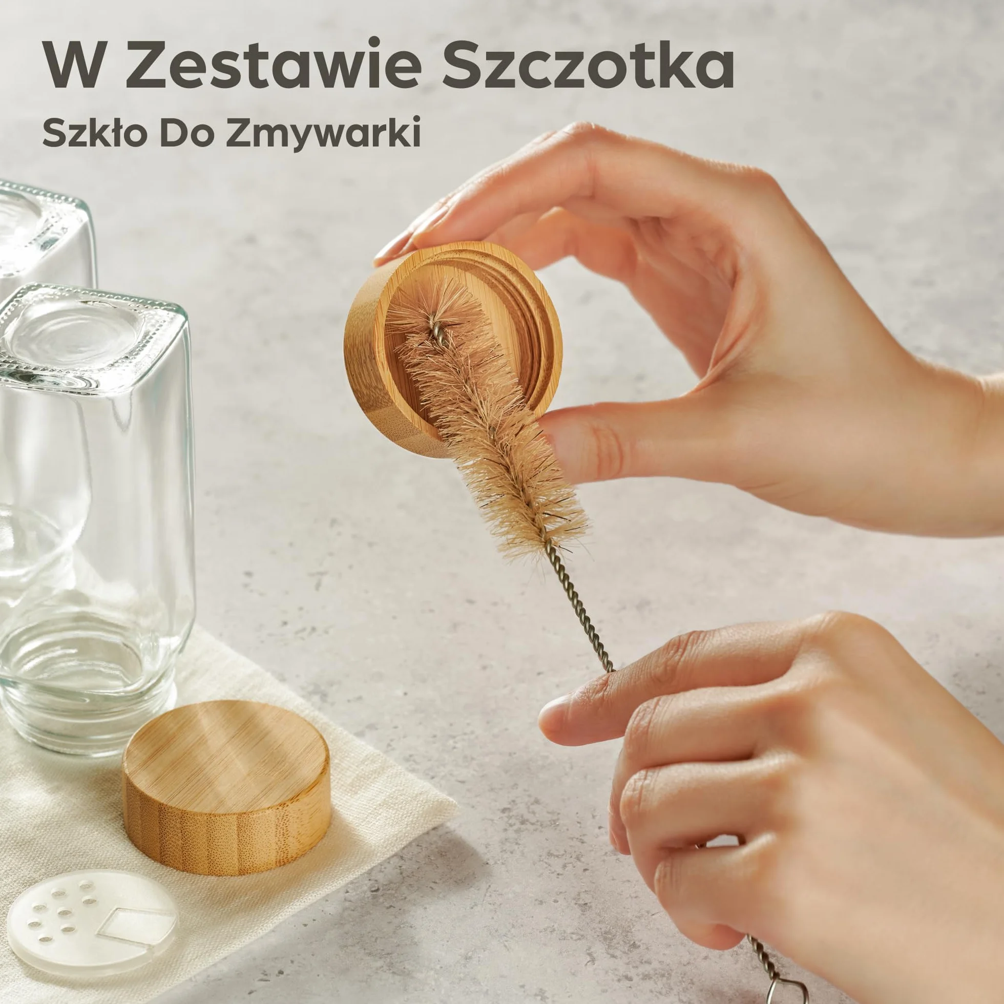 Praknu Słoiczki na Przyprawy z Bambusową Pokrywką - Zestaw 12 Sztuk - 120ml Pojemników na Przyprawy - Z Etykiety, Szczoteczkę i Drewnianą Łyżkę - Różne Nasadki do Wytrząsarek