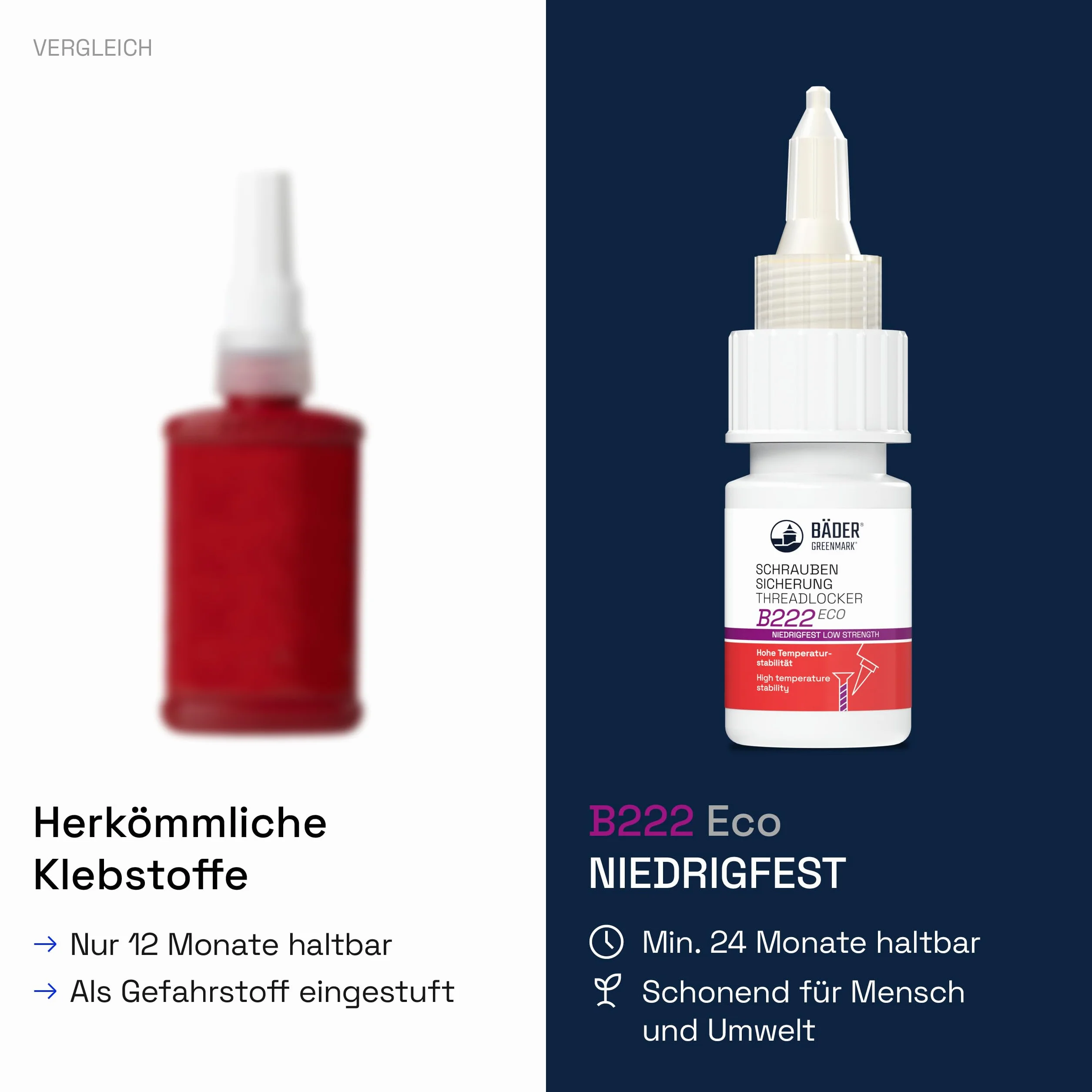 Bezpiecznik śrubowy, niski poziom wytrzymałości B222Eco fioletowy – klej do śrub 10 ml, płynna uszczelka gwintowana