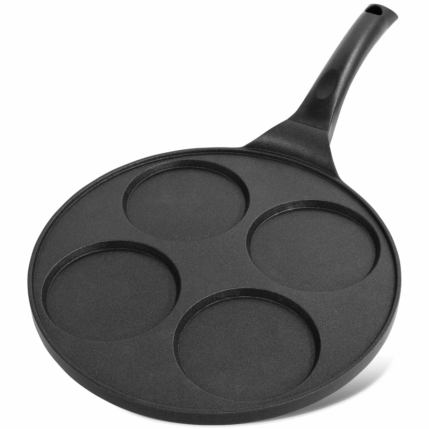 Joeji's Kitchen 4-otworowa patelnia do naleśników, nieprzywierająca, lekka, odlew aluminiowy, 26 cm, indukcyjna mini frytkownica do naleśników, wielofunkcyjna frytkownica do naleśników
