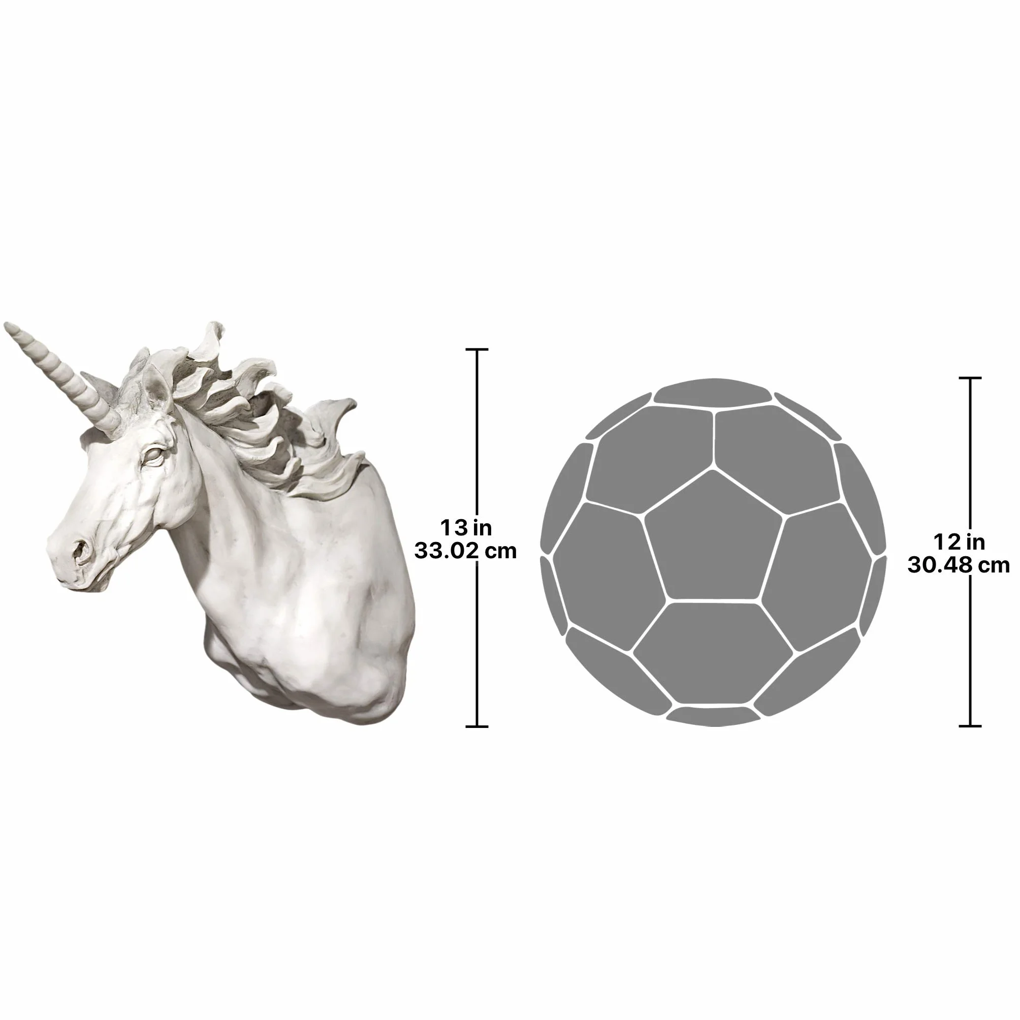 Design Toscano Alicorn jednorożec koń trofeum rzeźba ścienna, żywica poliestrowa, antyczny kamień, 33 cm