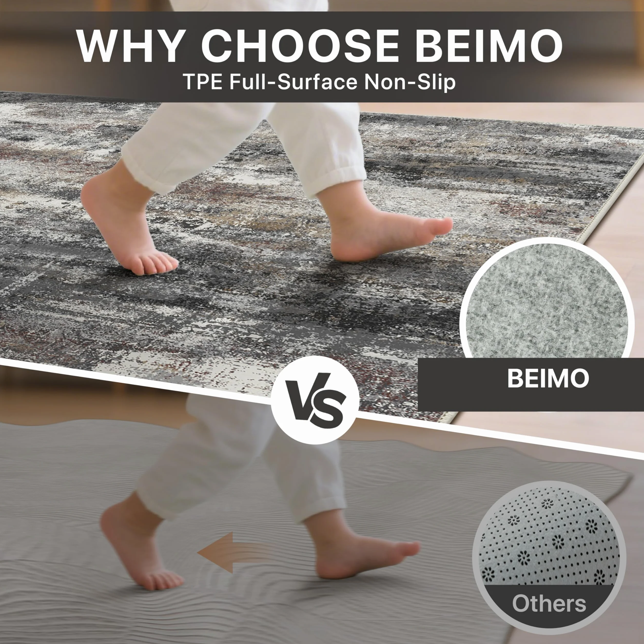 BEIMO Nadający się do prania dywan do salonu, abstrakcyjny design, do sypialni, z krótkim włosiem, duży, antypoślizgowy, miękki, do łazienki, jadalni, korytarza, 160 x 230 cm, czarny gradient kolorów