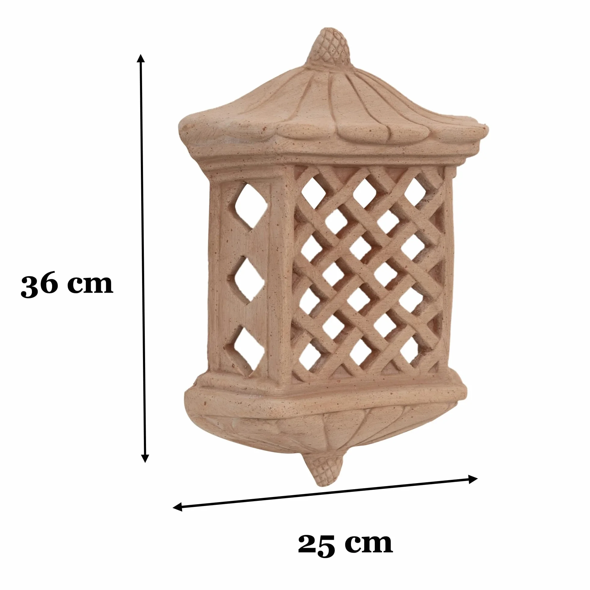 Biscottini Latarnia zewnętrzna z terakoty, L25 x PR10 x H36 cm, latarnia zewnętrzna, świecznik wyprodukowany we Włoszech, lampiony do oświetlenia ogrodu, dekoracja ogrodowa