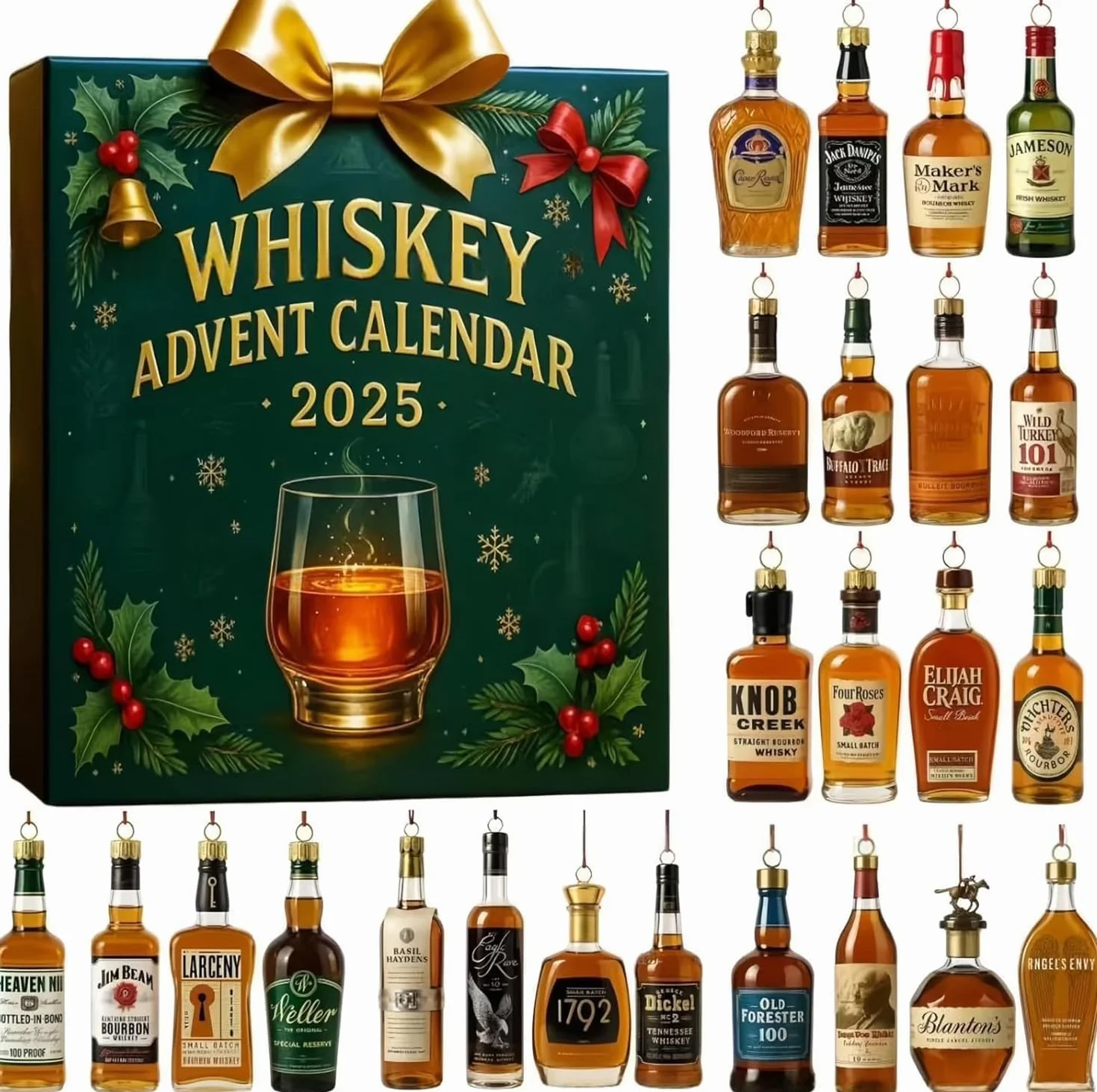 Pudełka z kalendarzem adwentowym whisky na rok 2025, 24 wisiorki premium z whisky do świątecznego odliczania i dawania prezentów, codzienna podróż degustacyjna po świecie whisky - z mo Graphic Design