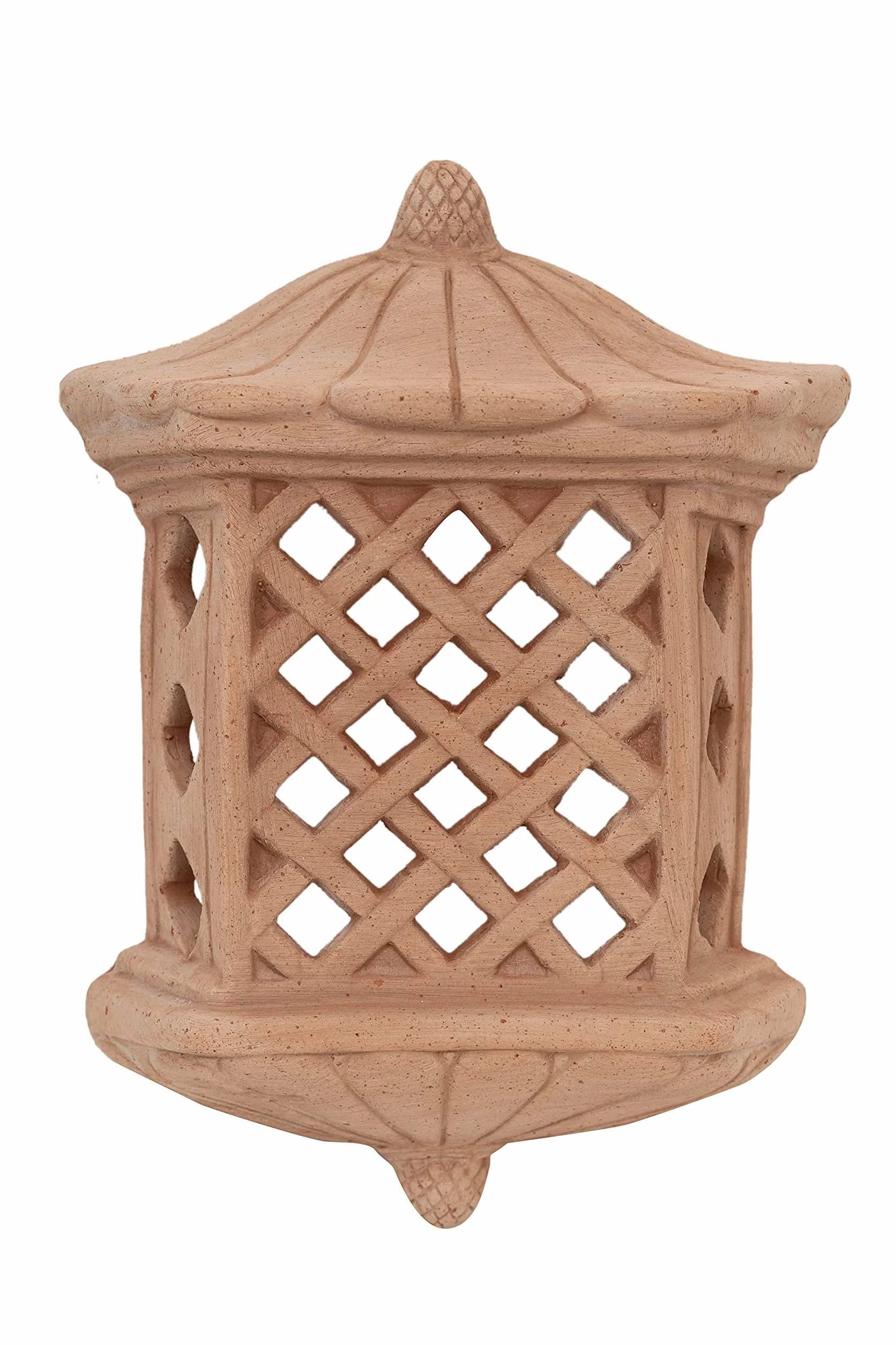 Biscottini Latarnia zewnętrzna z terakoty, L25 x PR10 x H36 cm, latarnia zewnętrzna, świecznik wyprodukowany we Włoszech, lampiony do oświetlenia ogrodu, dekoracja ogrodowa