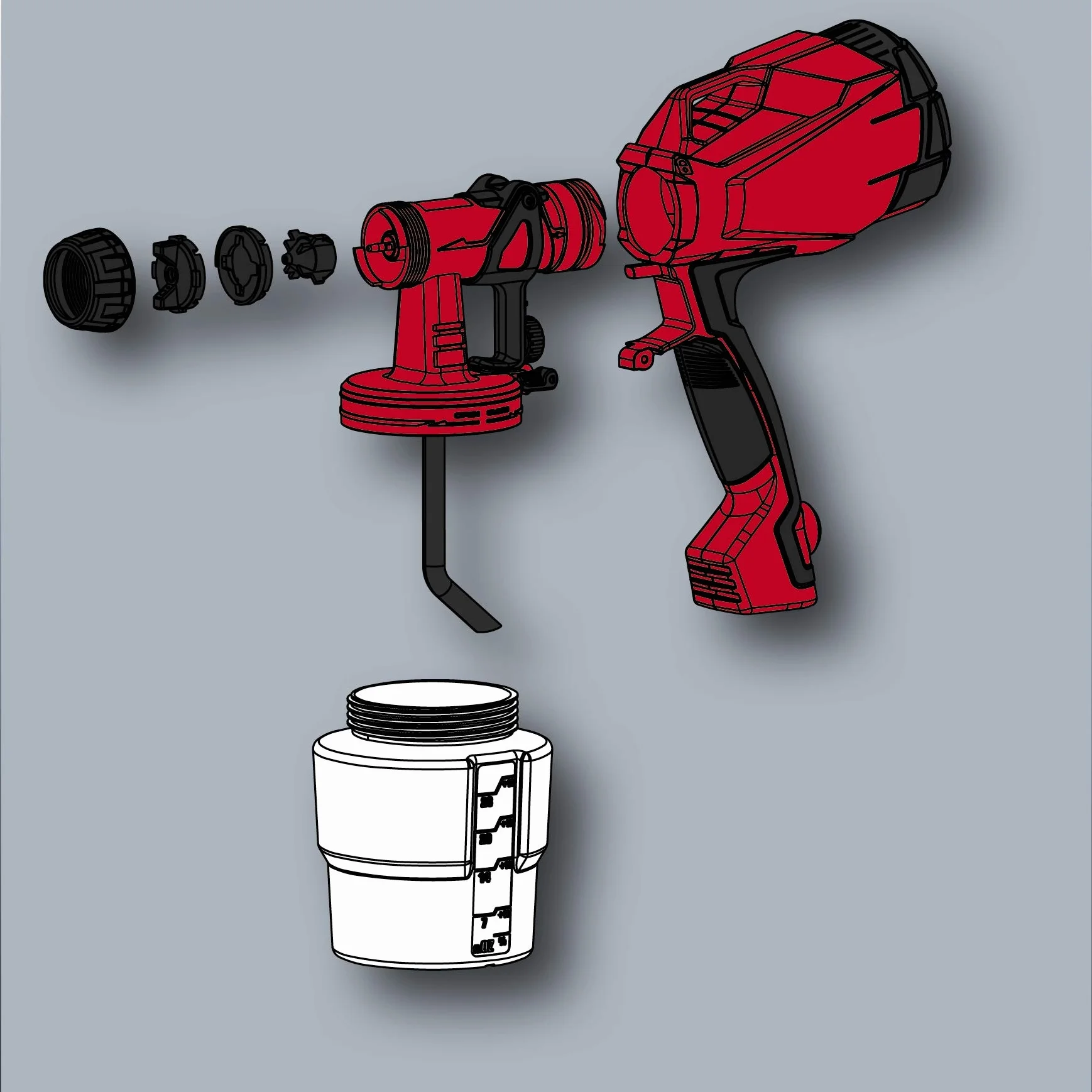 Einhell Elektryczny pistolet do malowania TC-SY 500 P, 500 W, 1000 ml, czerwony