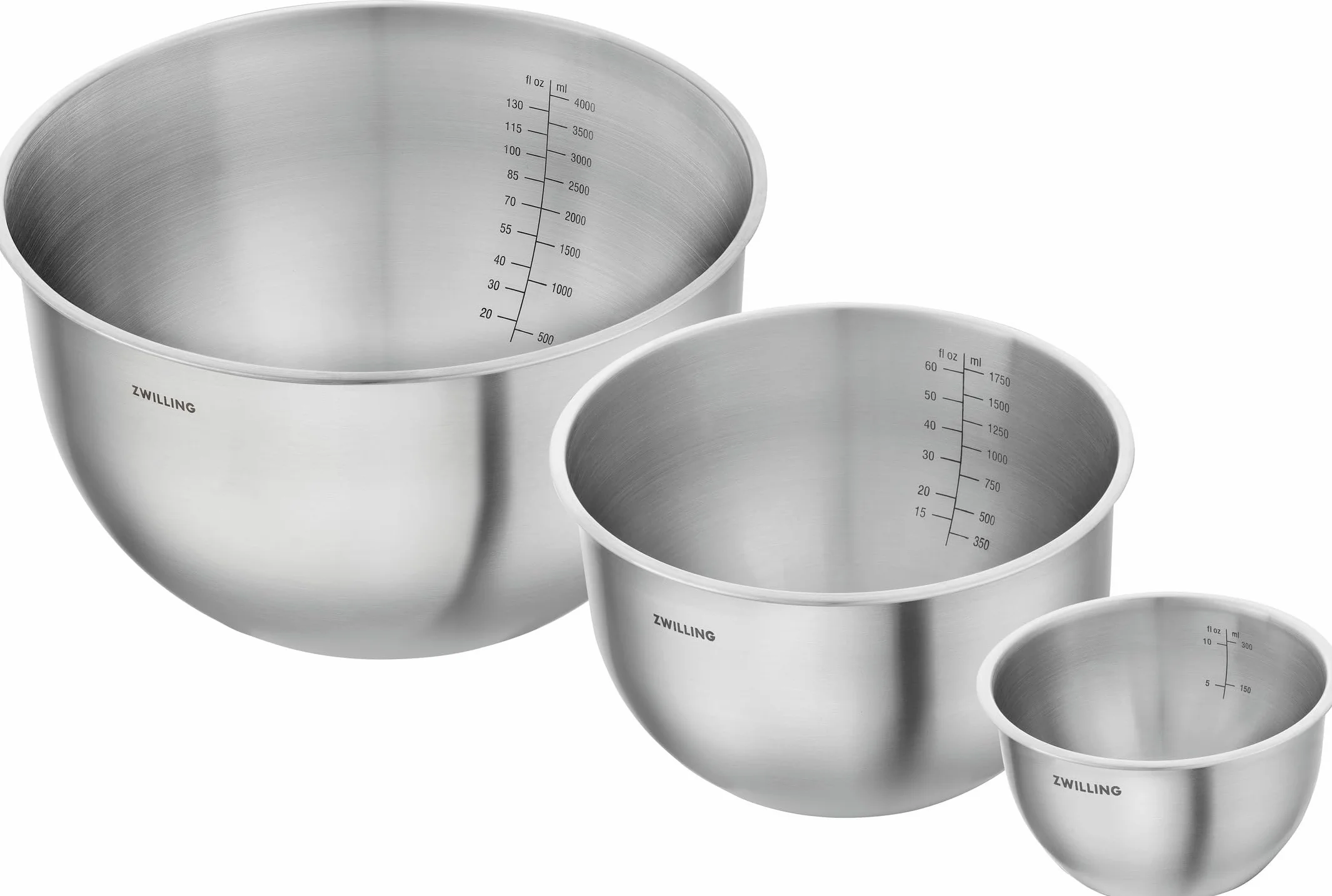 ZWILLING Fresh & Save BOWLS 3-częściowy zestaw misek ze stali nierdzewnej, S-12 cm, M-18 cm, L-24 cm, srebrny