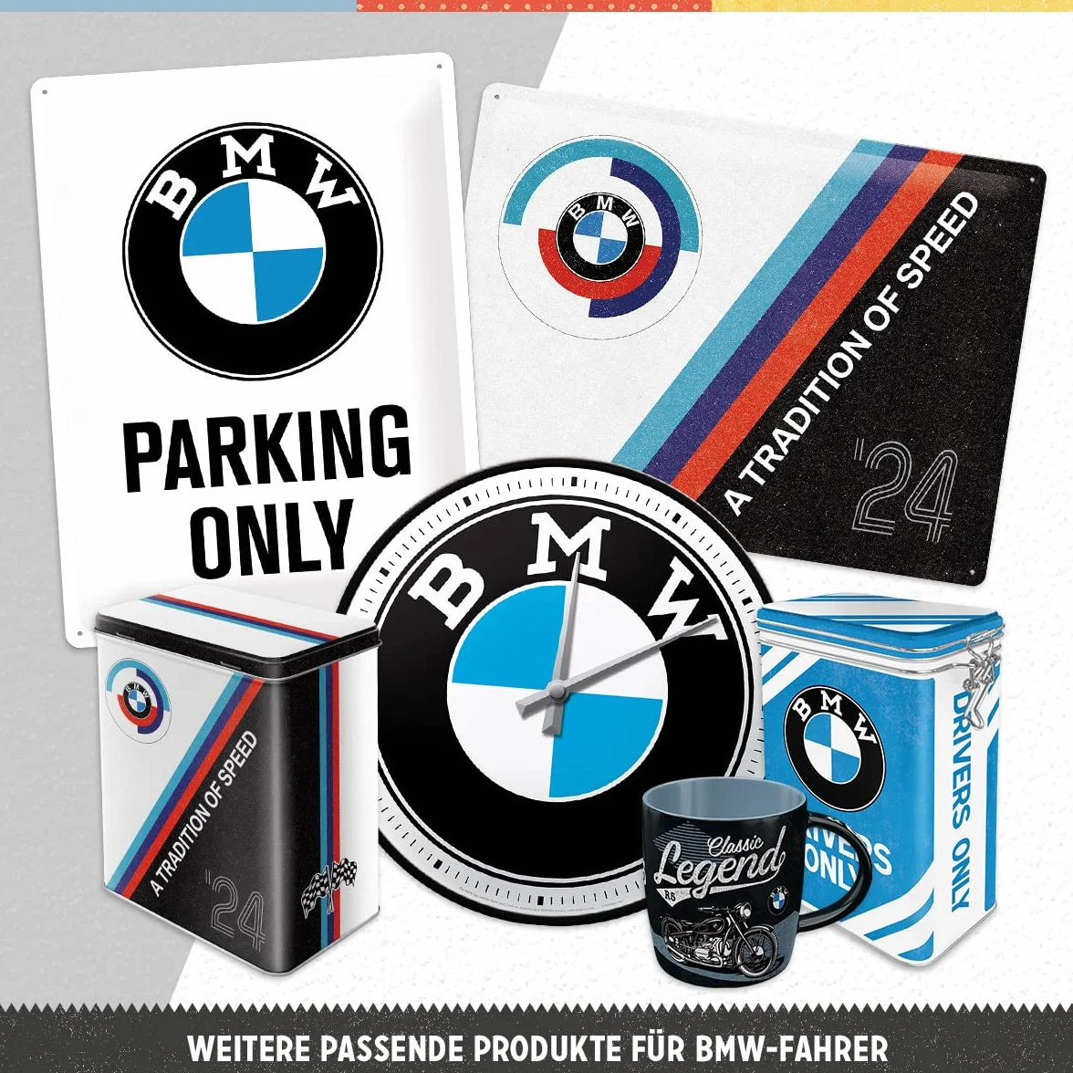 Nostalgic-Art Retro skarbonka, 1 l, BMW – Service – Pomysł na prezent dla miłośników BMW, Official License Product (OLP), metalowa skarbonka, Styl vintage