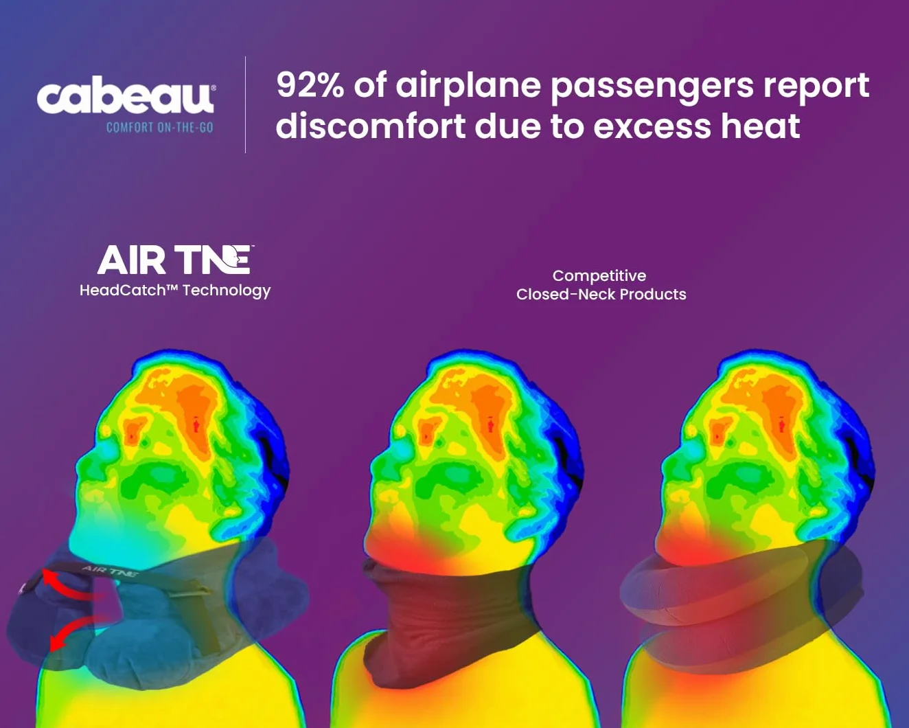 Cabeau Air TNE nadmuchiwana podróżna poduszka na szyję, lekki nadmuchiwany rdzeń, indywidualne dopasowanie, regulowany pasek pod brodę, z kompaktową torbą do przenoszenia dla komfortu w podróży