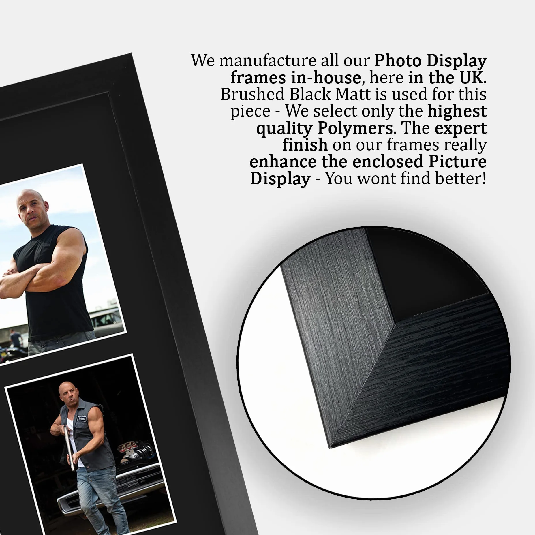 HWC Trading FR A3 Vin Diesel Fast and Furious Dominic Toretto Prezenty Drukowane Podpisane Autografy Dla Fanów Pamiątek Filmowych - A3 Oprawiony