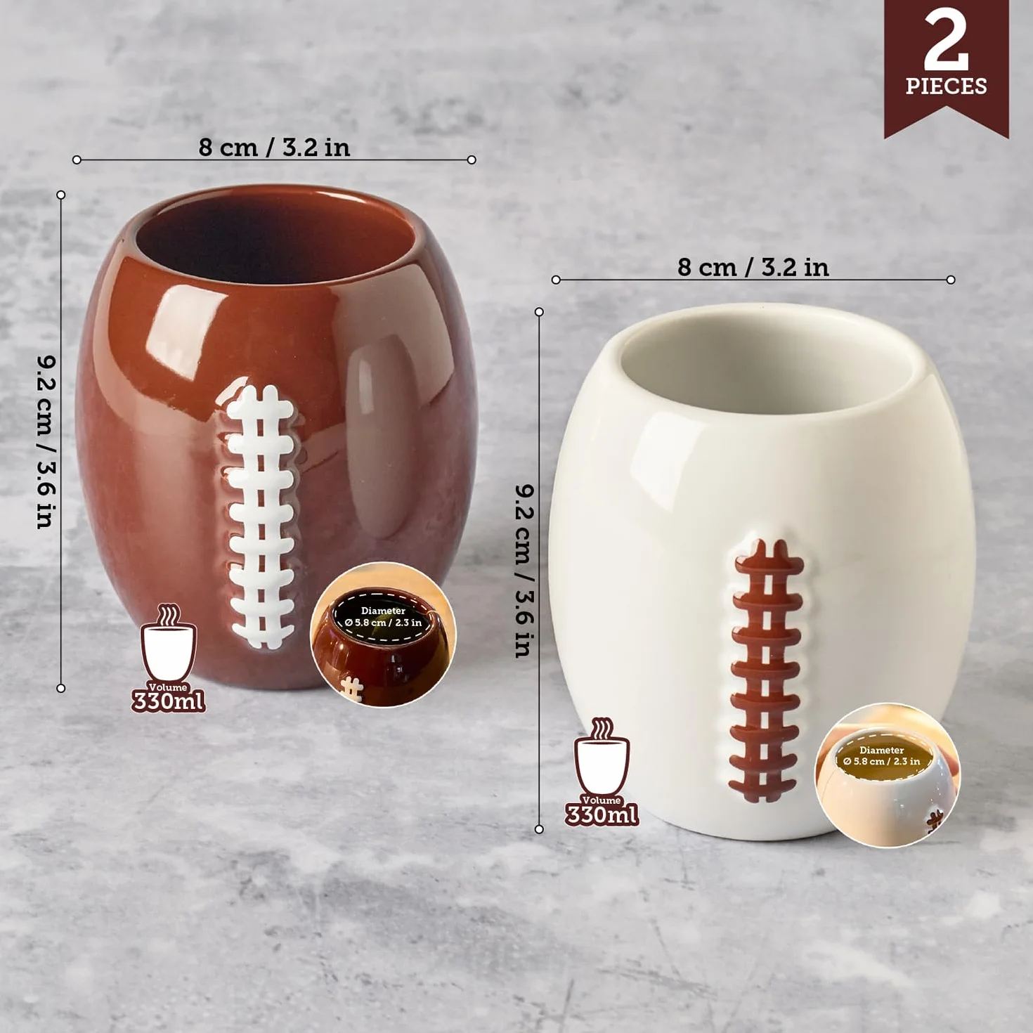 Filiżanka do kawy American Football 330 ml ceramika zestaw 2 szt.