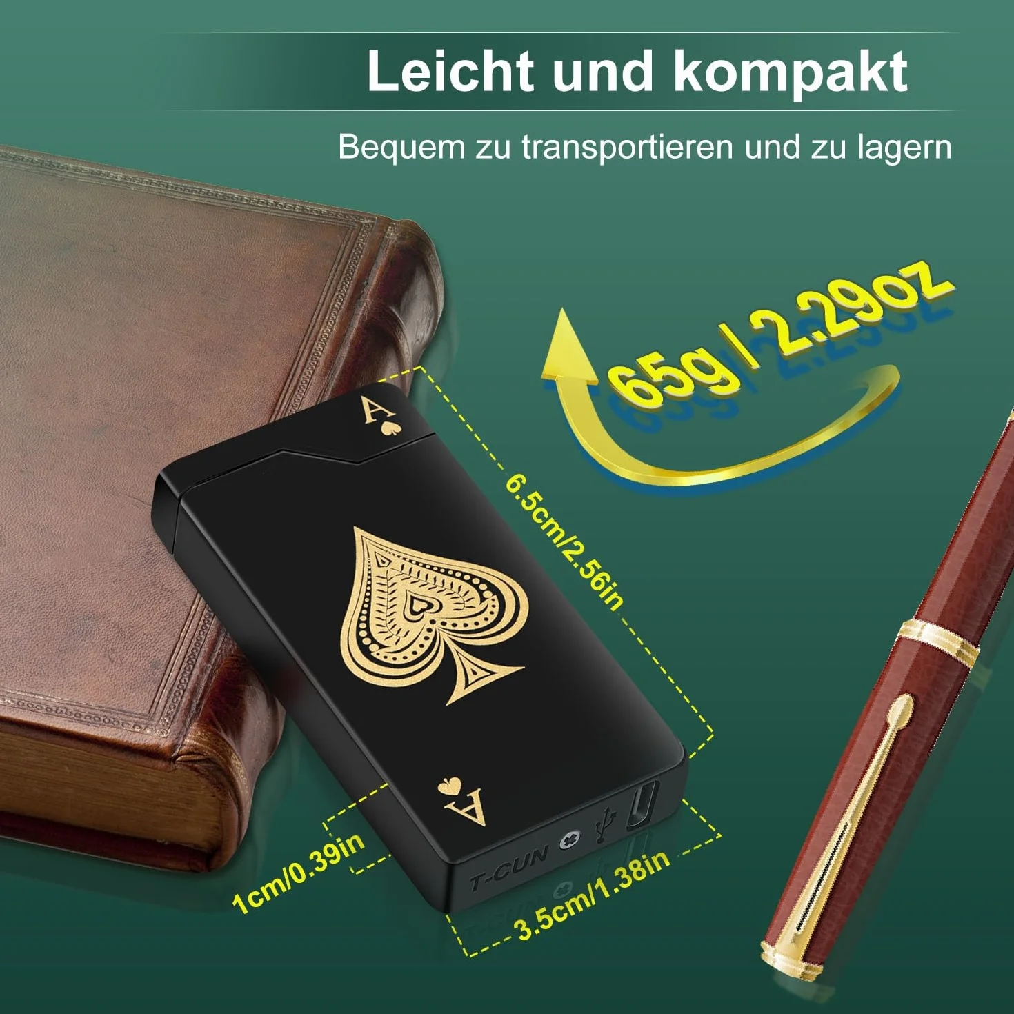 LcFun Prezenty dla mężczyzn, na Boże Narodzenie, zapalniczka elektryczna, ze wskaźnikiem baterii, łuk świetlny, ładowana przez USB C, wiatroszczelna, zapalniczka plazmowa (czarna Ace)