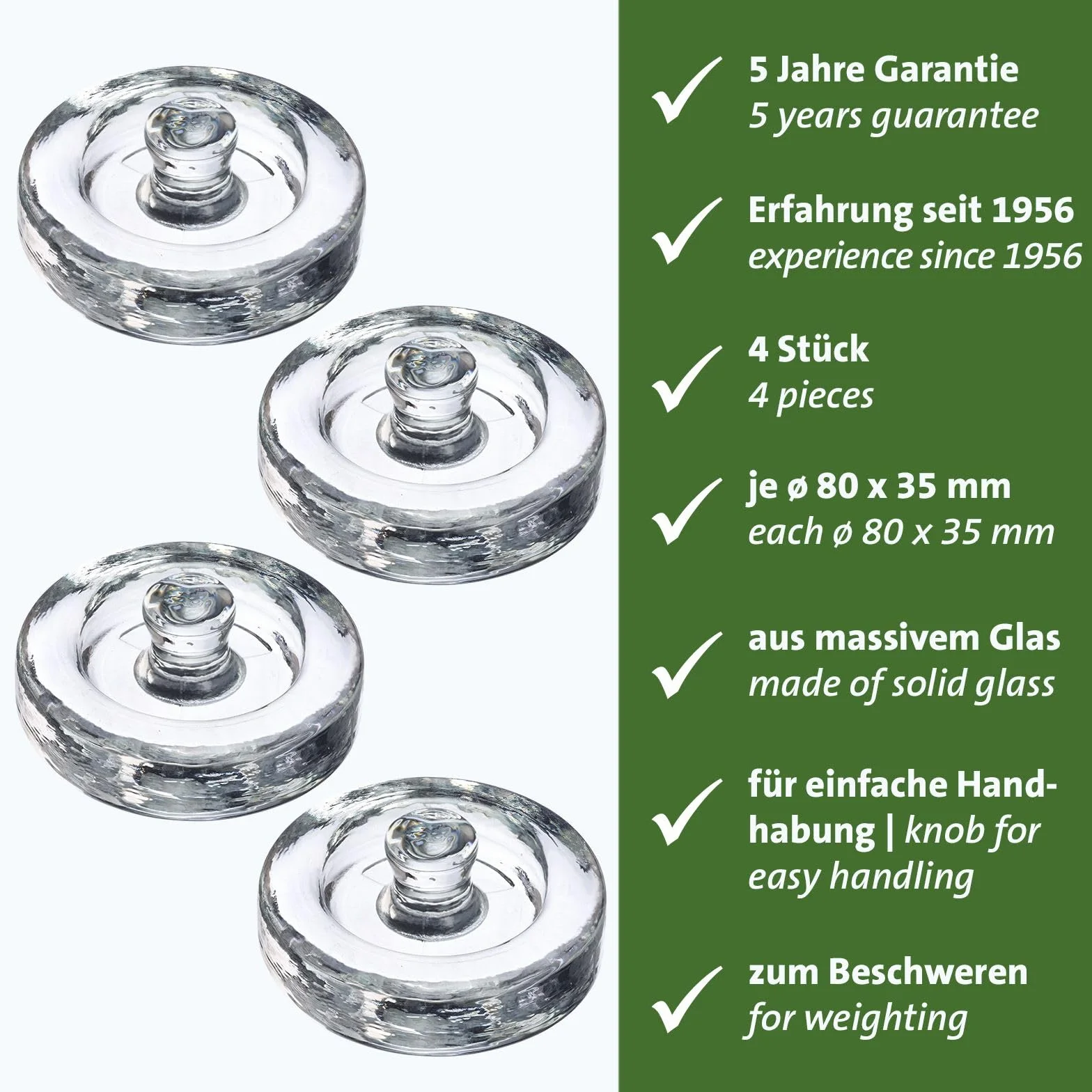 Westmark Masy fermentacyjne szklane ciężarki Ø 8 cm 4 szt.