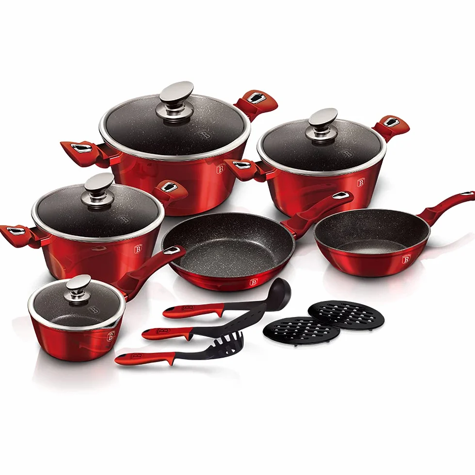 15 pcs cookware set, Metallic Line Burgundy Edition