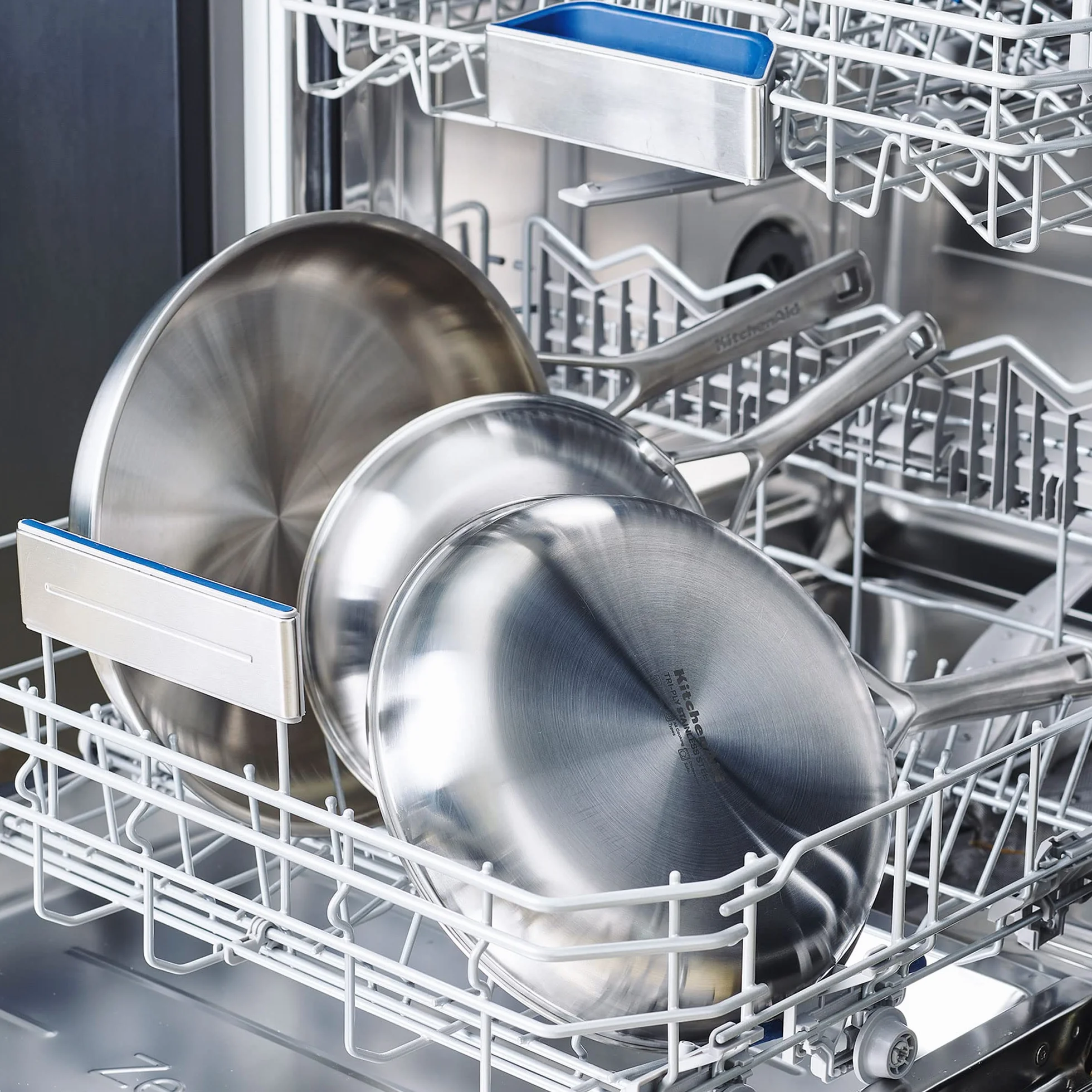 KitchenAid Wielowarstwowa stal nierdzewna nieprzywierająca 20 cm i 28 cm zestaw patelni, srebrny