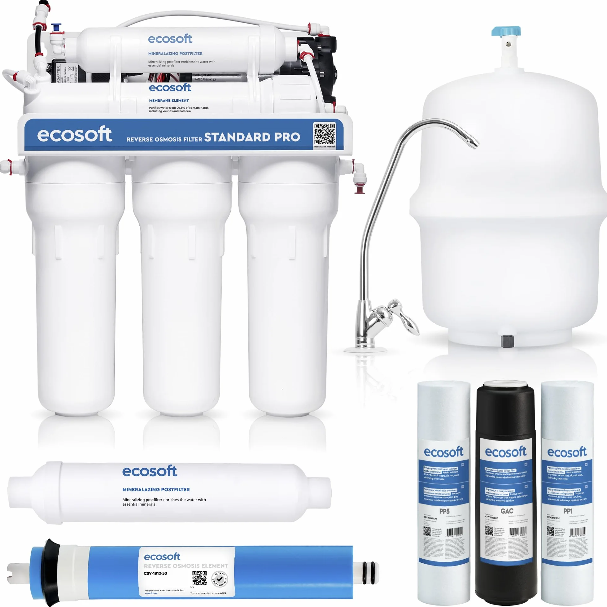 Ecosoft Standard PRO Filtr odwróconej osmozy - ze zintegrowaną pompą, wydajnym oczyszczaniem i łatwą instalacją